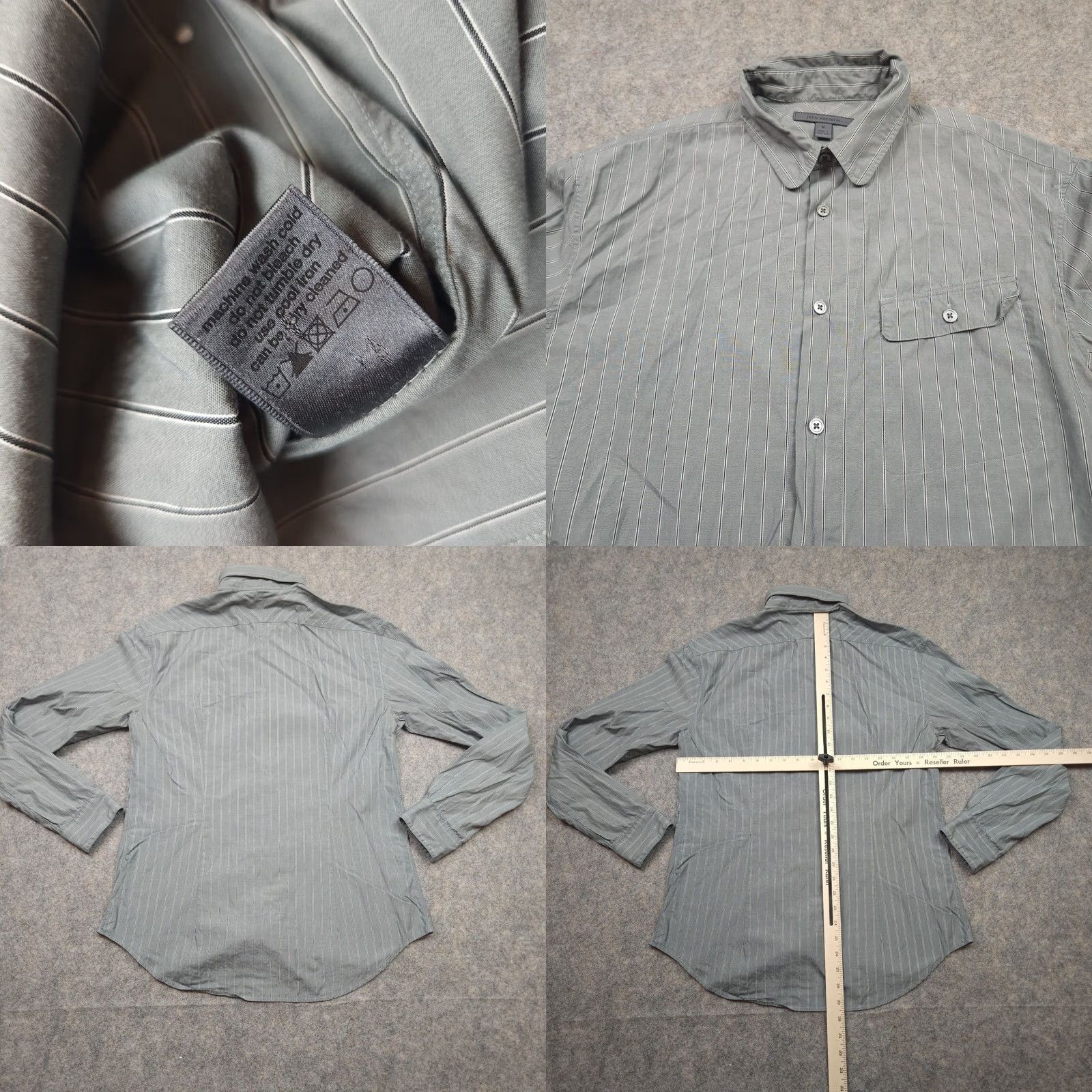 John Varvatos John Varvatos Shirt Mens Medium Gray Striped Long Sleeve Pocket Button Up Casual Size US M / EU 48-50 / 2 - 8 Thumbnail