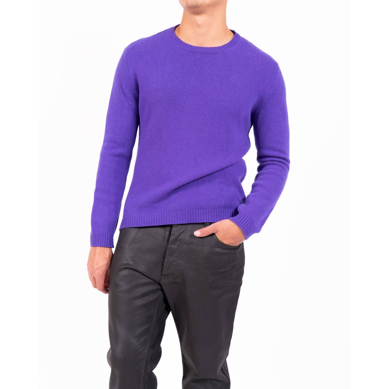 Raf Simons Round Hem Sweater in Purple Wool Size US M / EU 48-50 / 2 - 1 Thumbnail
