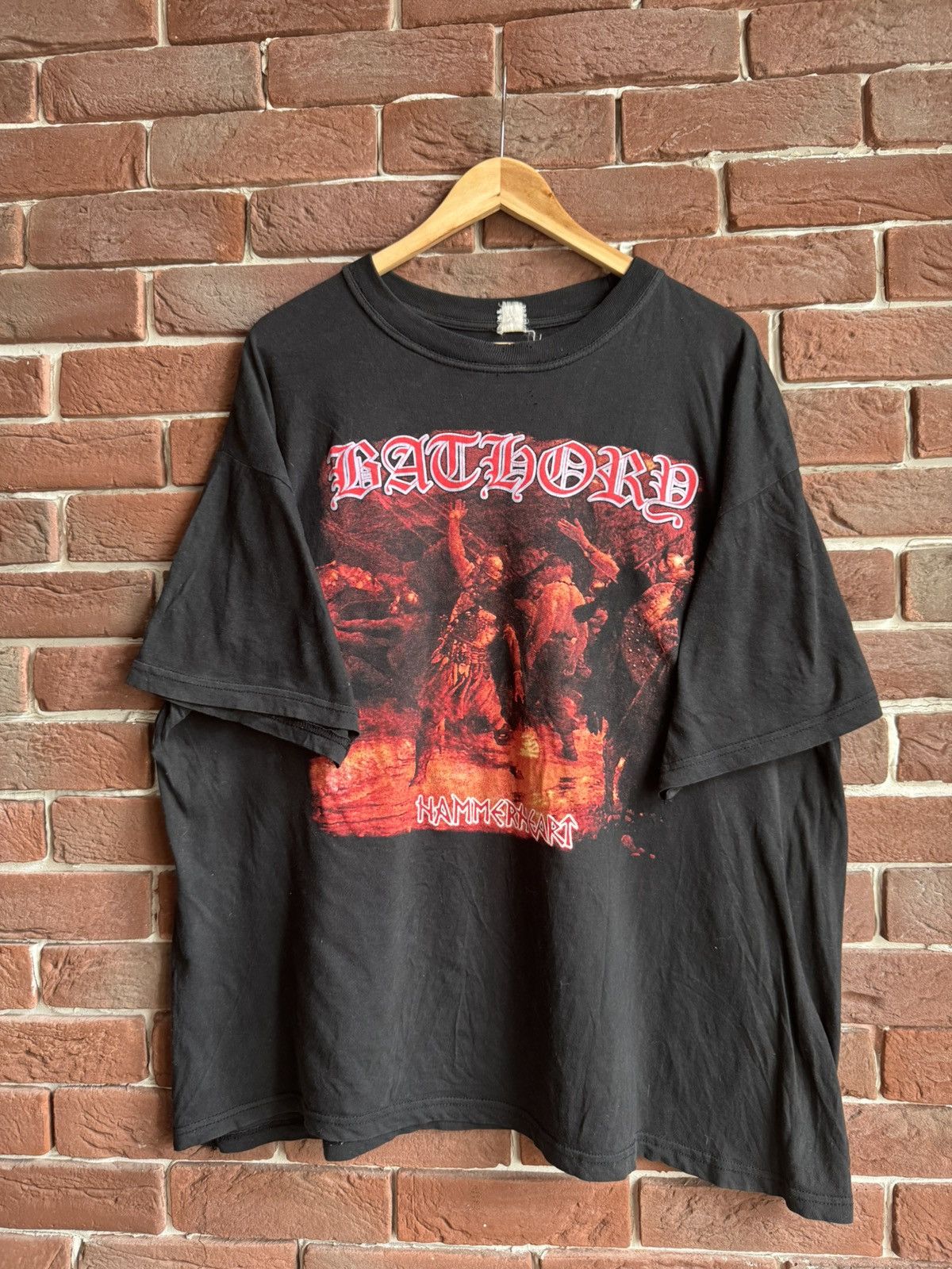 Band Tees Bathory Vintage 90s Hammerheart Black Metal Band Tee 666 Size US XL / EU 56 / 4 - 1 Thumbnail