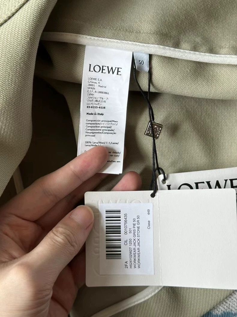 Loewe LOEWE Khaki, turned-down collar, single-breasted leather j Size L / US 10 / IT 46 - 3 Thumbnail