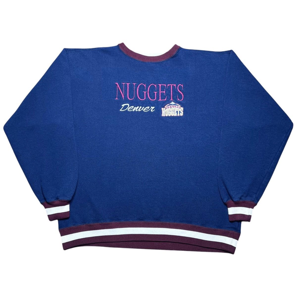 NBA × Vintage 1990s NBA Denver Nuggets Embroidered Spell Out Sweatshirt Size US L / EU 52-54 / 3 - 1 Thumbnail