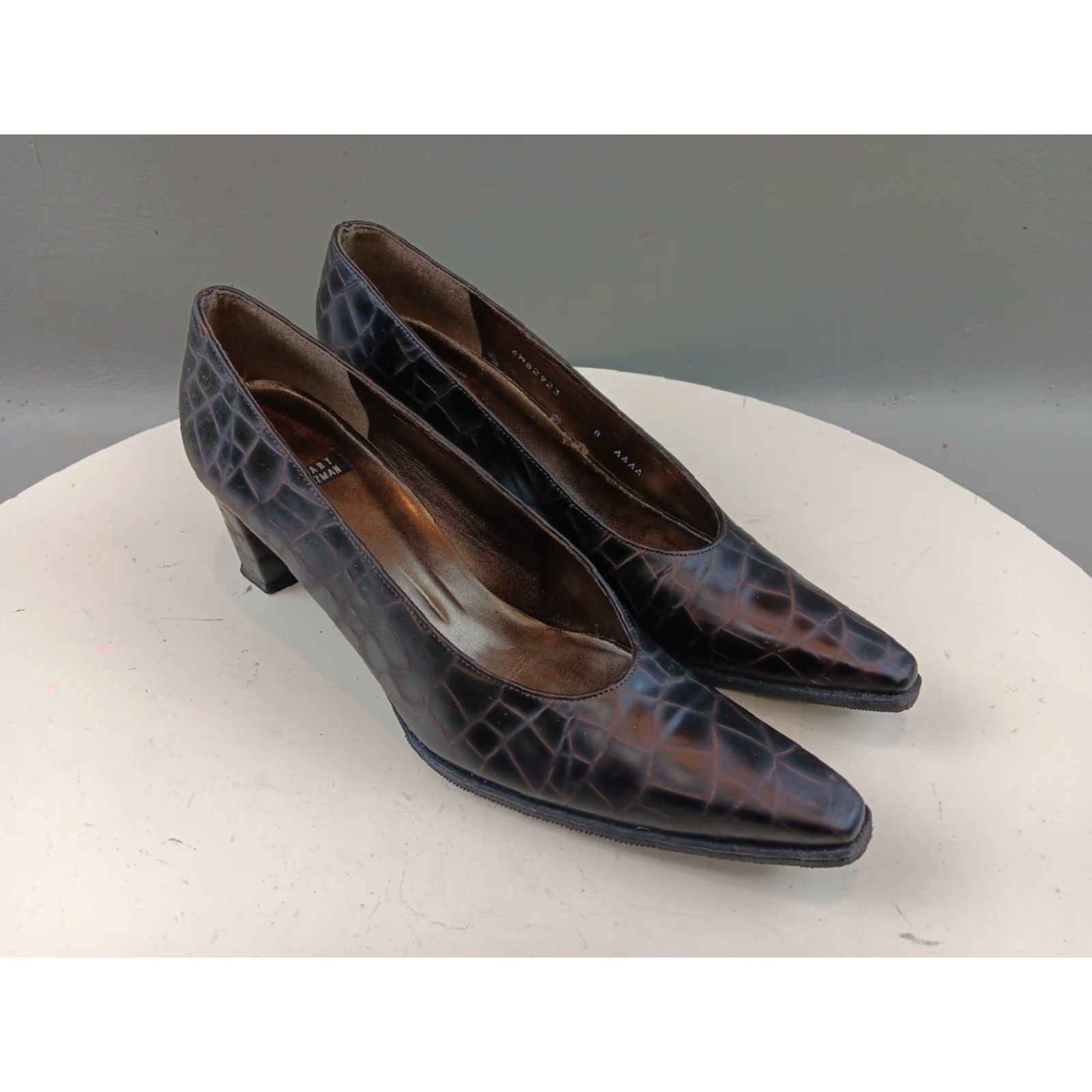 Stuart Weitzman VINTAGE Stuart Weitzman Pumps Shoes Size 8 Brown Croc Print Leather Dress Heels Size M / US 6-8 / IT 42-44 - 2 Thumbnail