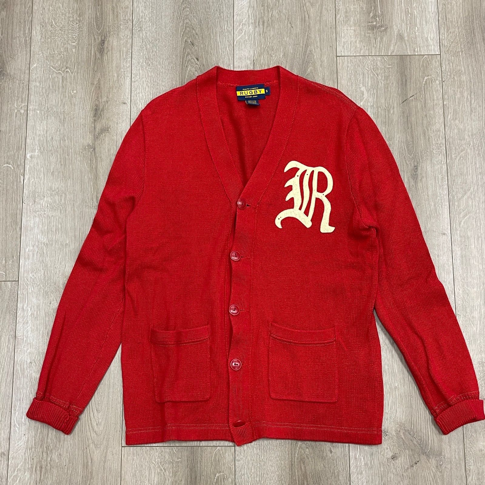 Rugby Ralph Lauren Varsity Letter Cardigan Red Size Small S