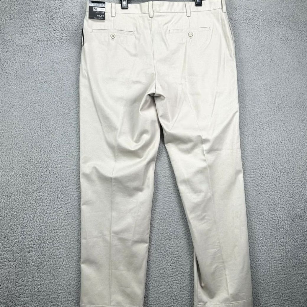 Van Heusen Van Heusen Khakis Pants Mens 40X32 Cream Slim Flat Front Straight Leg New Size US 40 / EU 56 - 3 Thumbnail