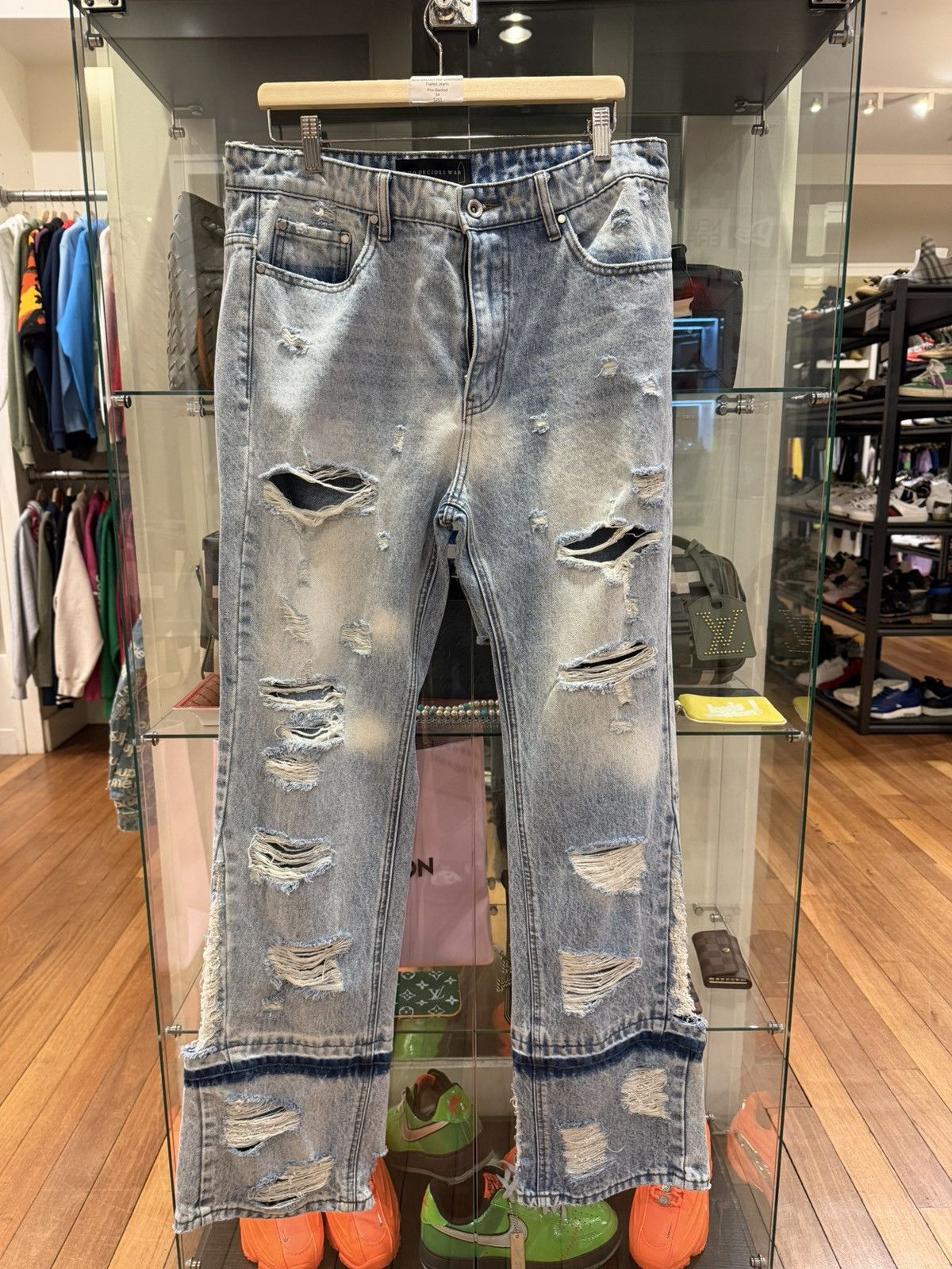 Who Decides War Who Decides War Distressed Flared Denim Jeans Size US 34 / EU 50 - 1 Thumbnail