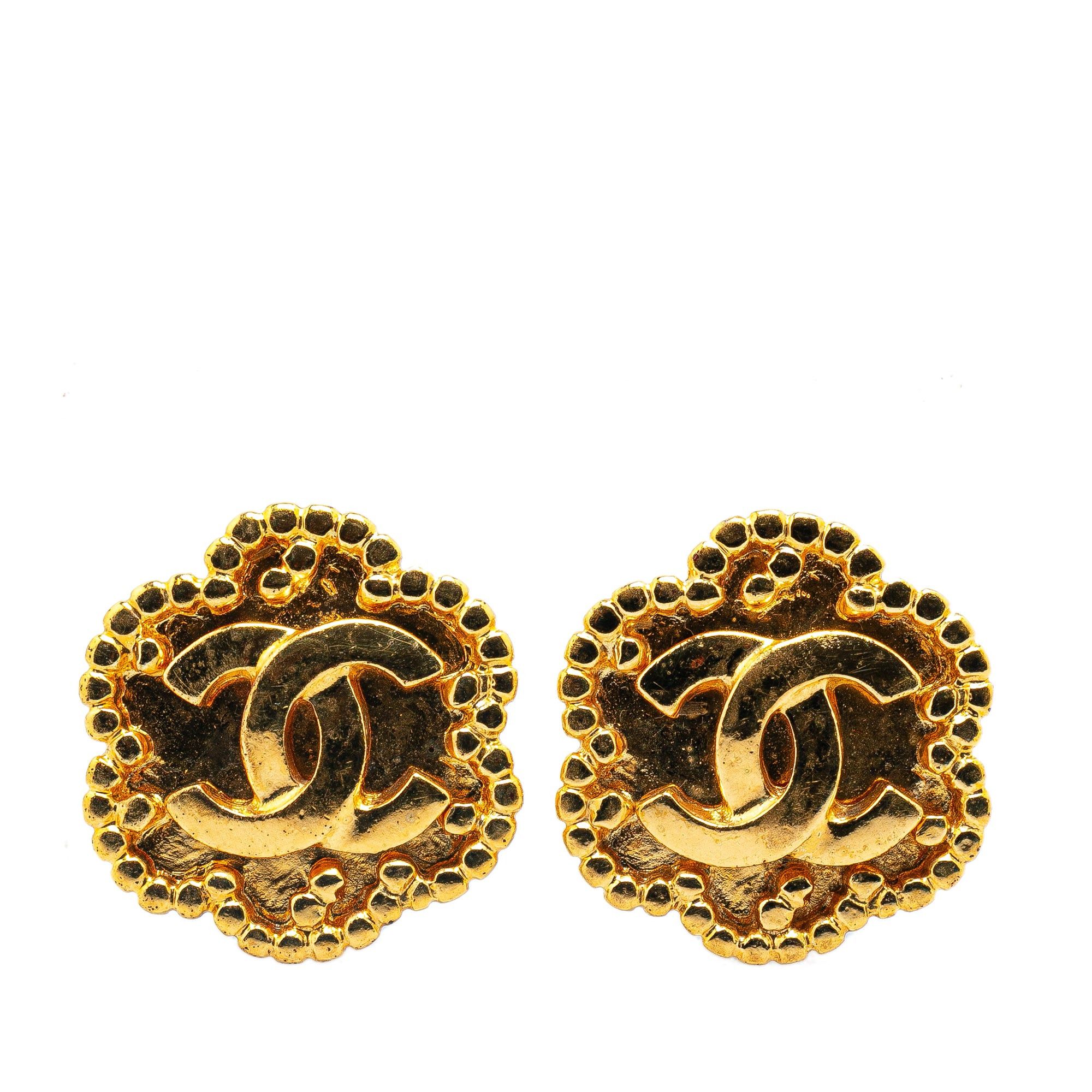 Chanel Gold Plated CC Clip On Earrings Gold