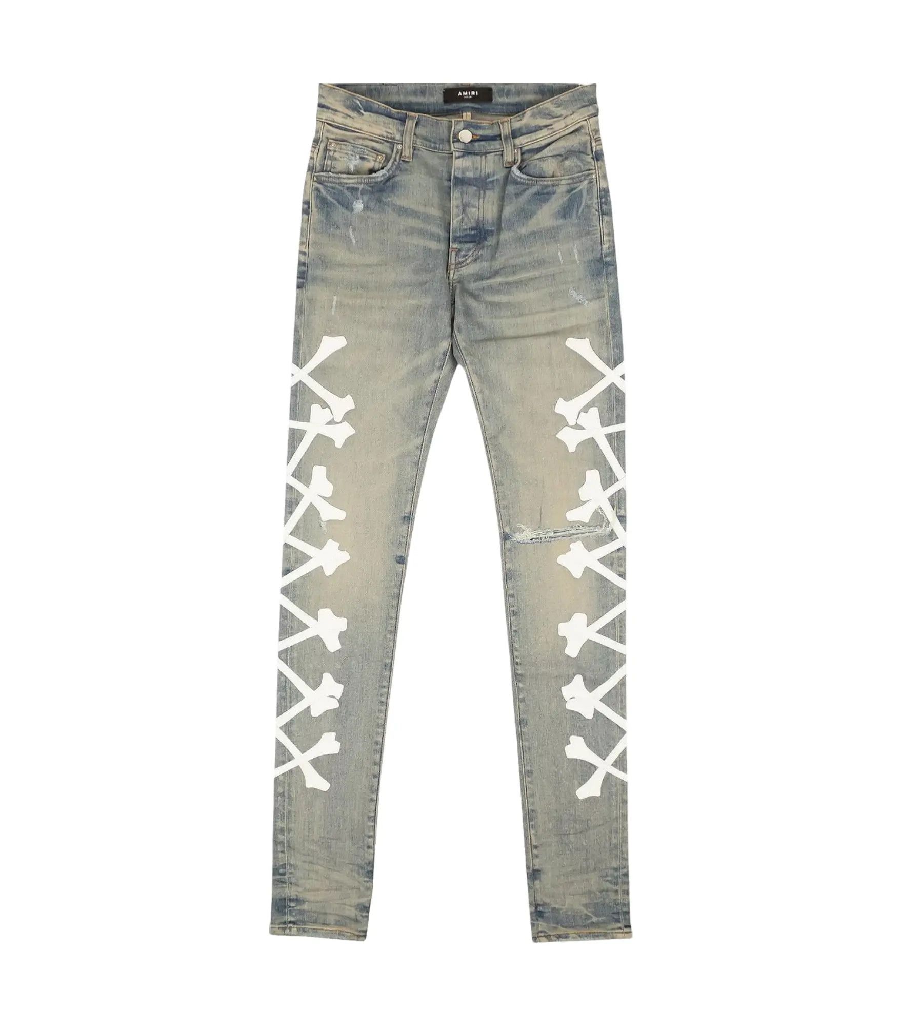 Image of Amiri Soho Nyc Flagship Exclusive Bones Denim Jeans in Clay Indigo, Men's (Size 31)