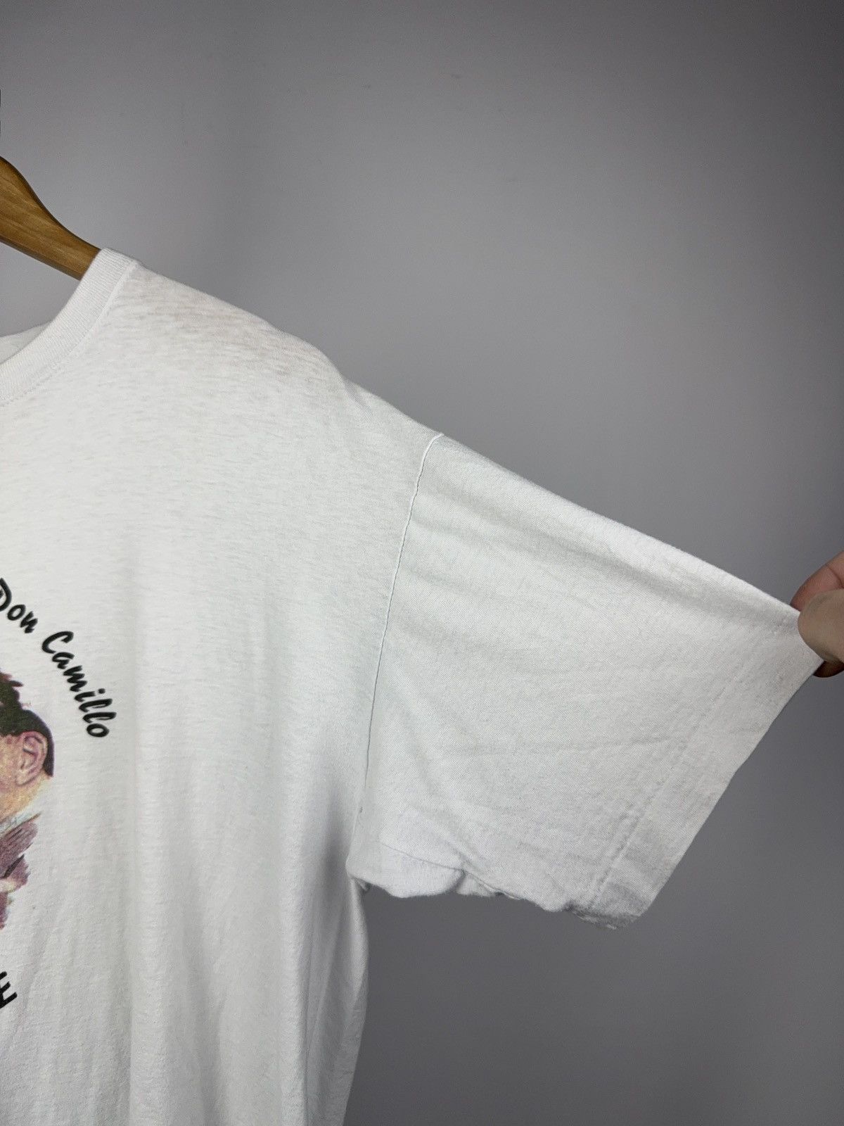 Vintage 80s Vntg Italian Movie Tee Don Camillo & Peppone Brescello Size US M / EU 48-50 / 2 - 8 Thumbnail