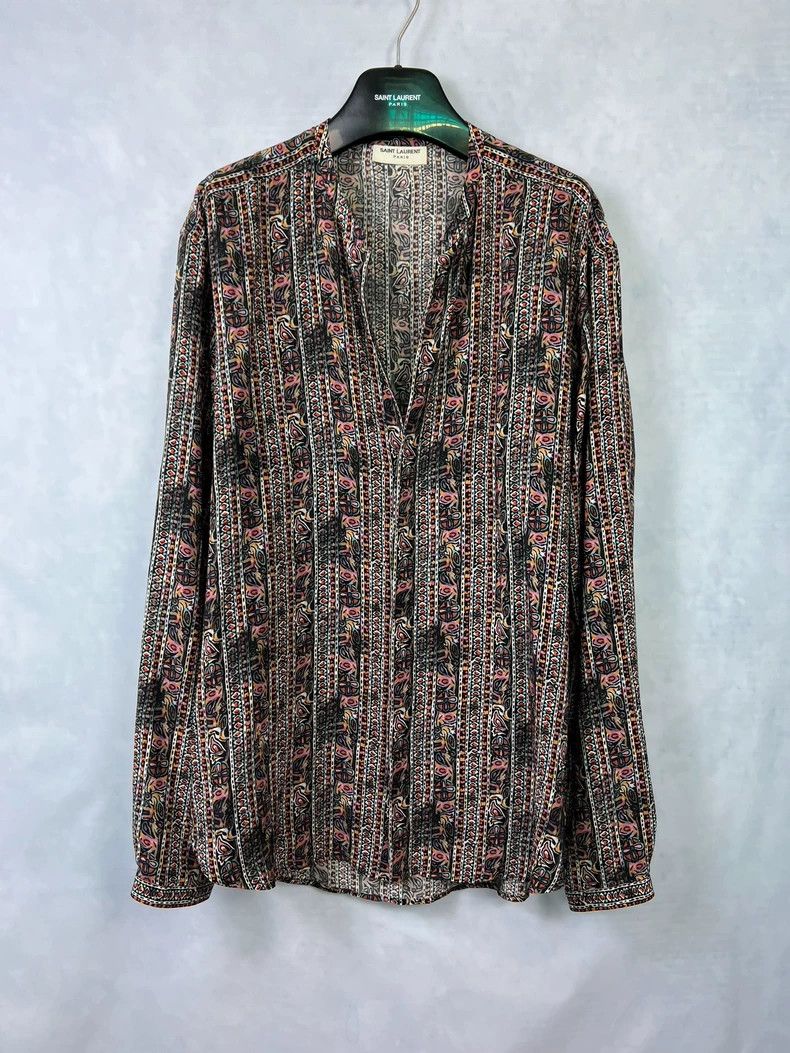 Yves Saint Laurent Saint Laurent18ss mulberry silk Morocco shirt 2503-Nextarro Size US XXS / EU 40 - 1 Thumbnail