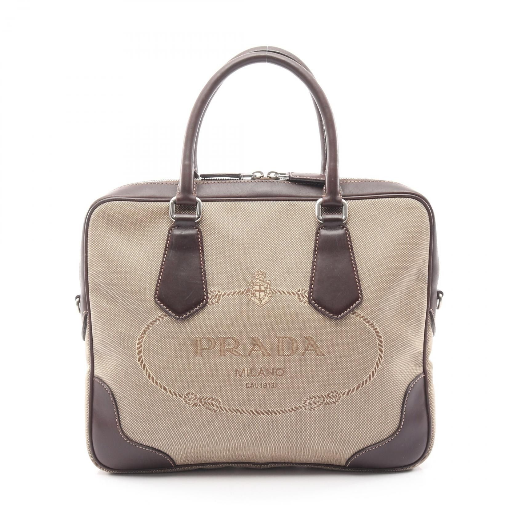 Prada Prada PRADA Canvas Leather Handbag Leather Handbag DUTY FREE for USA Size ONE SIZE - 1 Thumbnail