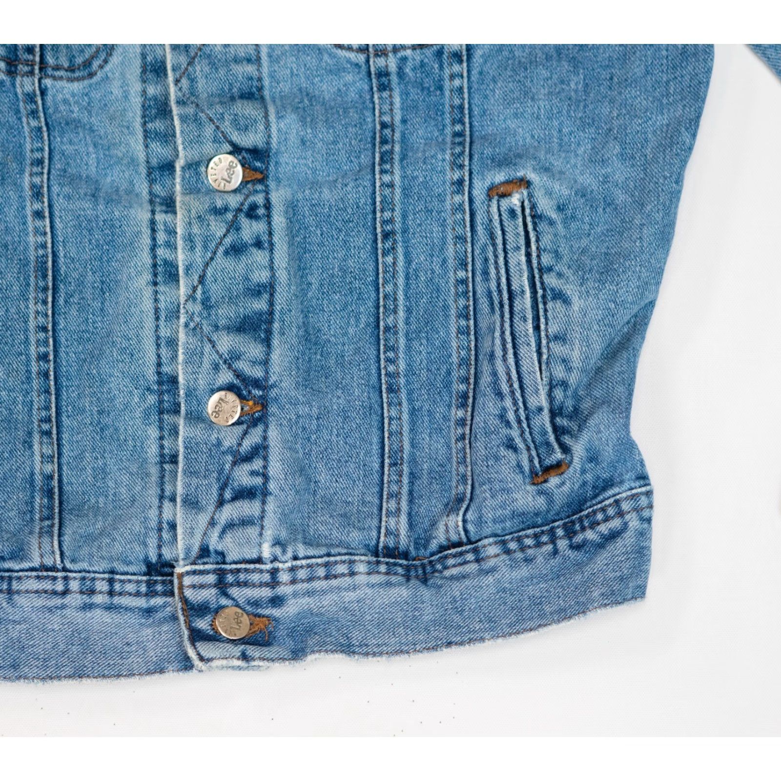 VINTAGE Lee Aztec Denim Jacket Women M Patchwork Trucker Bomber Jacket 80s 90s Western USA Rockabilly VTG Vintage