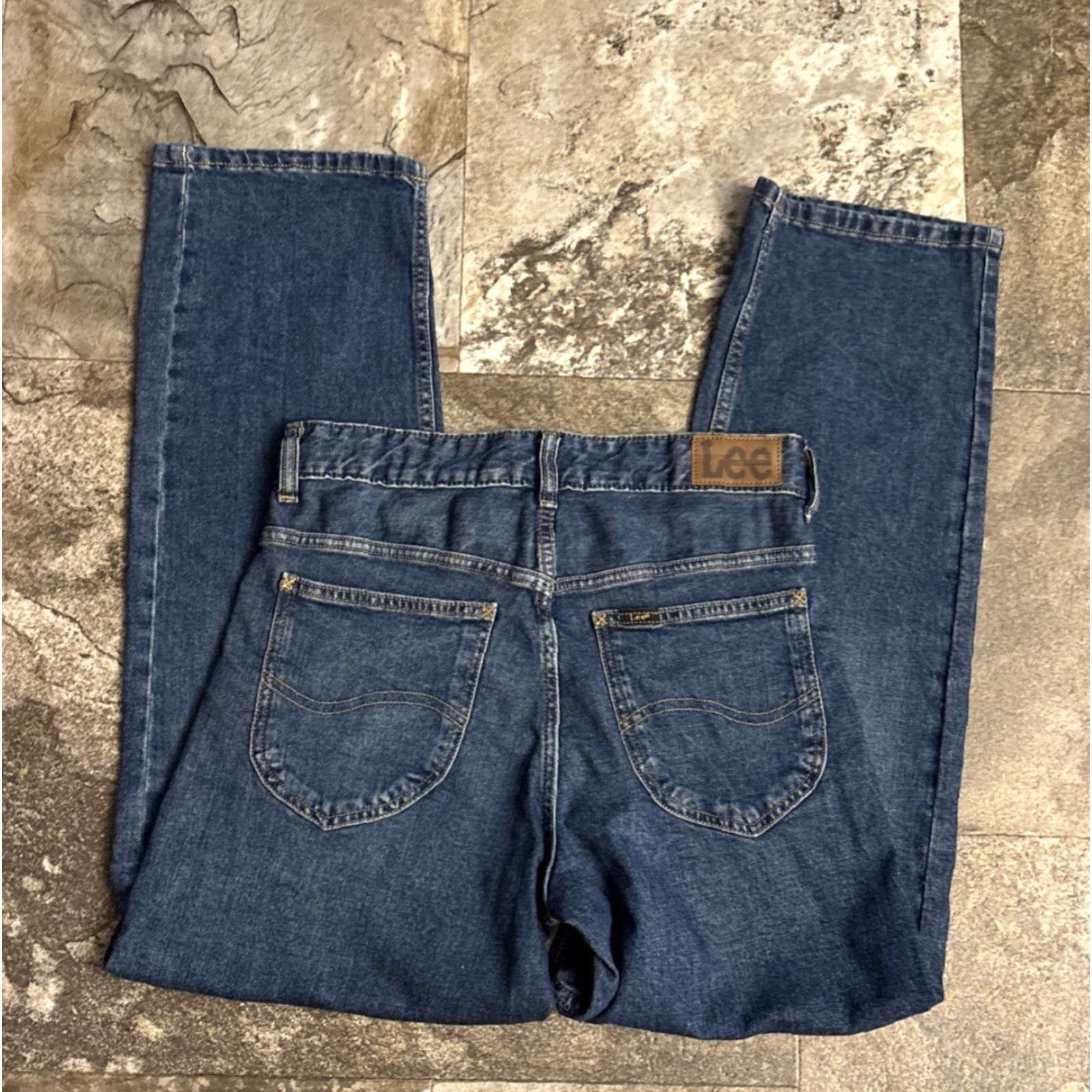 Lee Lee Heritage Straight Leg Jeans 2 Regular Small Belt Loops 28x28.5 High-Rise Blue Denim Stretch Women's Jeans Size 26" / US 2 / IT 38 - 2 Thumbnail