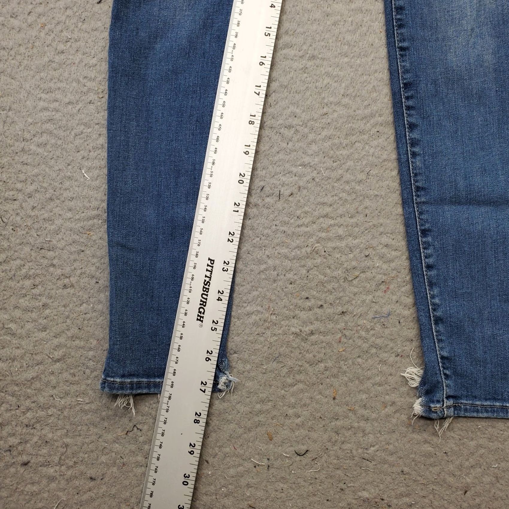 Lucky Brand Lucky Brand Skinny Jeans Women's 00/24 Blue Denim Cotton Distressed Frayed Hem Jeans Size 24" / US 00 / IT 34 - 4 Thumbnail