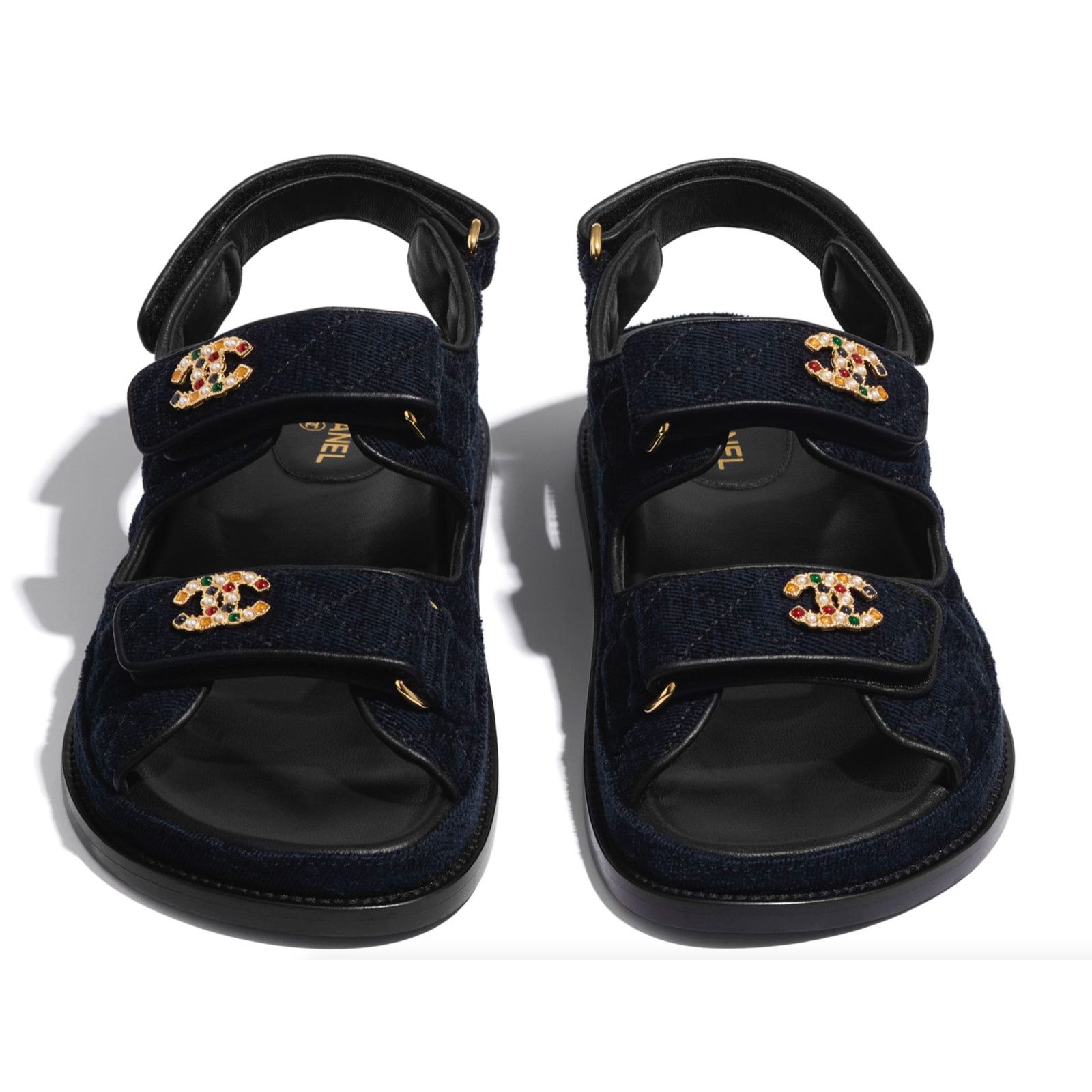 Chanel Chanel 21A Blue Velvet Denim CC Logo Mule Slide Strap Flat Size US 6.5 / IT 36.5 - 7 Thumbnail