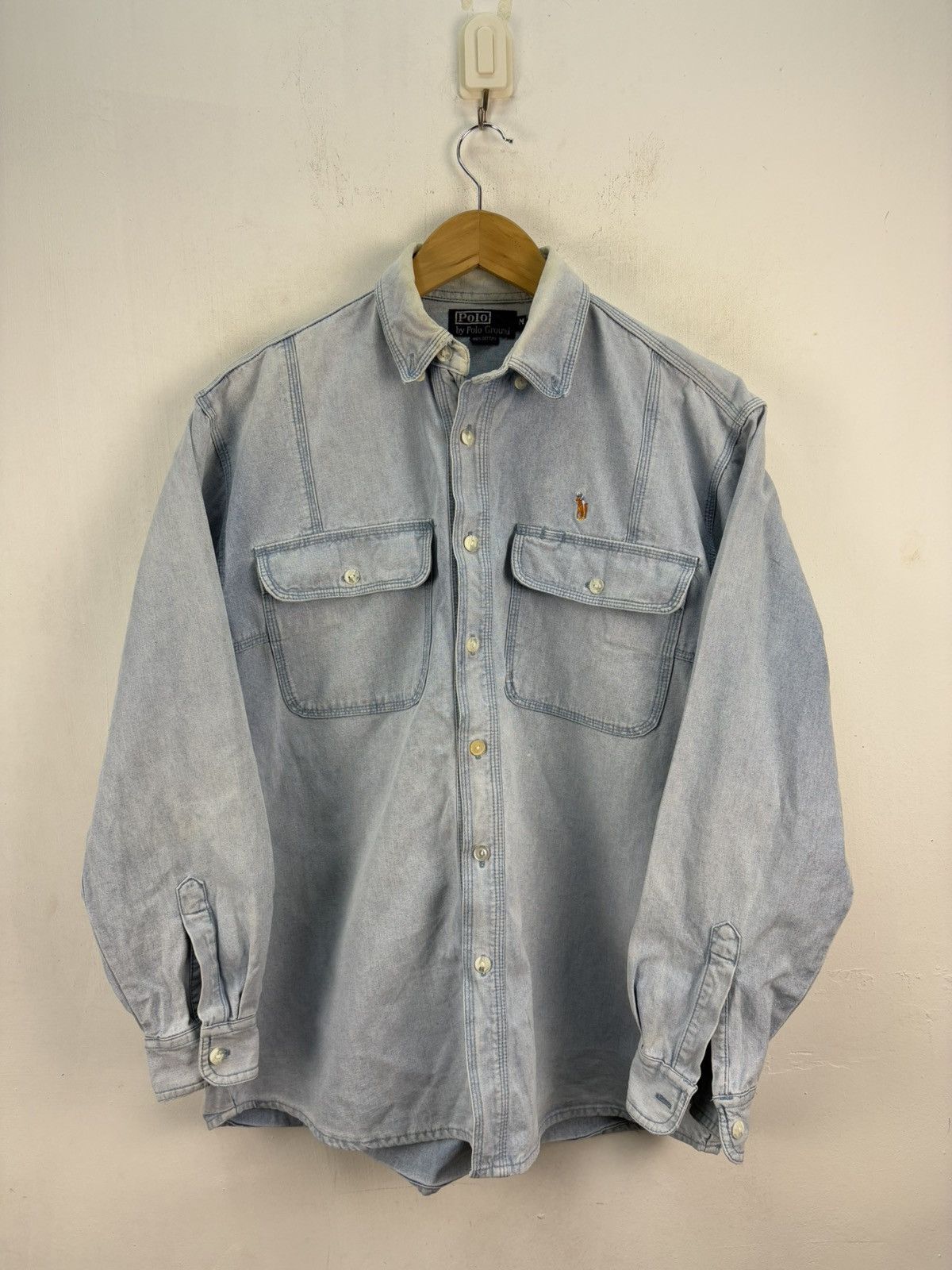 Polo Ralph Lauren Vintage Polo Ground Ralph Lauren Denim Button Shirt Size US M / EU 48-50 / 2 - 2 Thumbnail