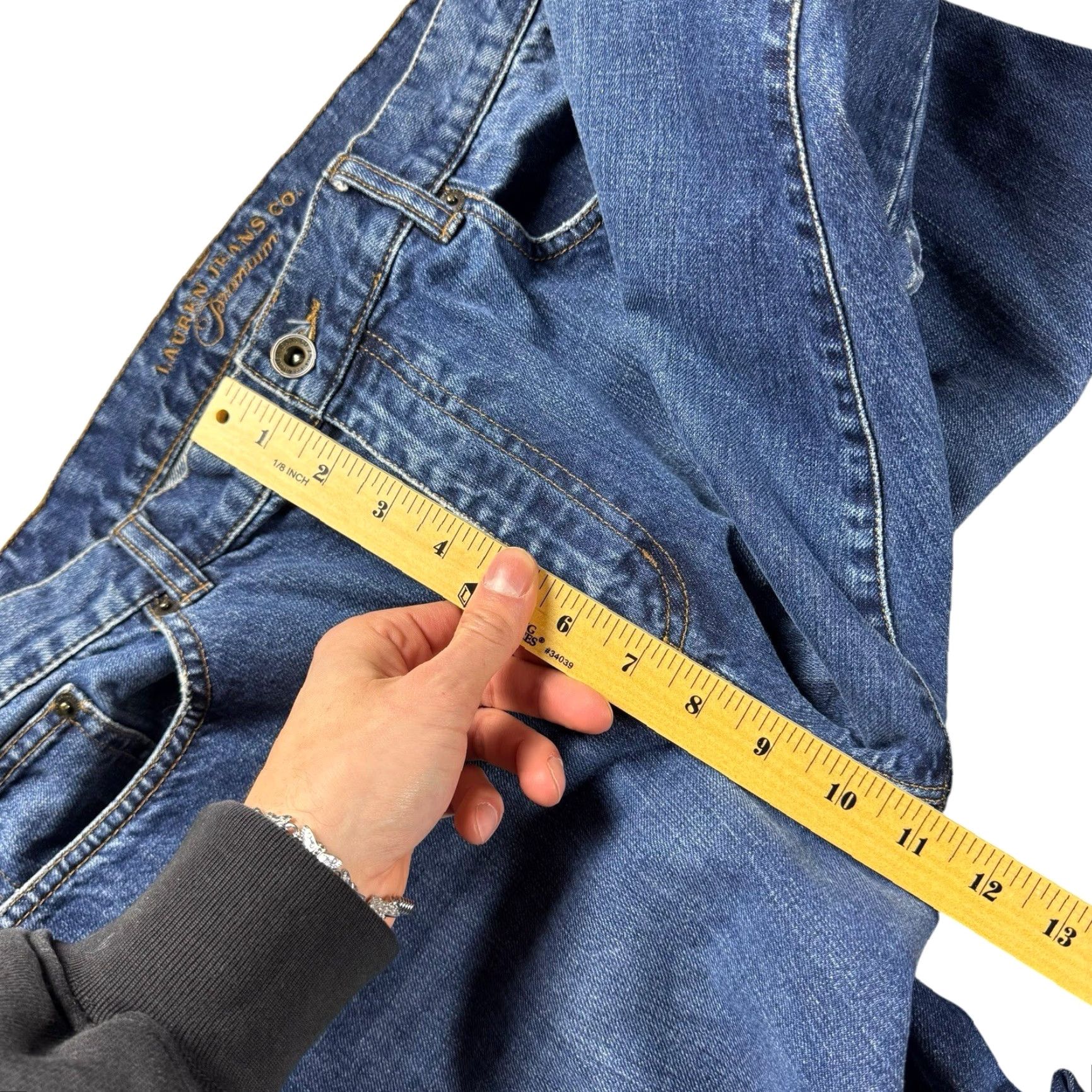 Ralph Lauren VINTAGE Lauren Ralph Lauren Jeans Women's 14 Denim Bootcut 100% Cotton Midrise Blue 5-Pocket Mens Womens Bells Size 36" / US 14 / IT 50 - 6 Thumbnail