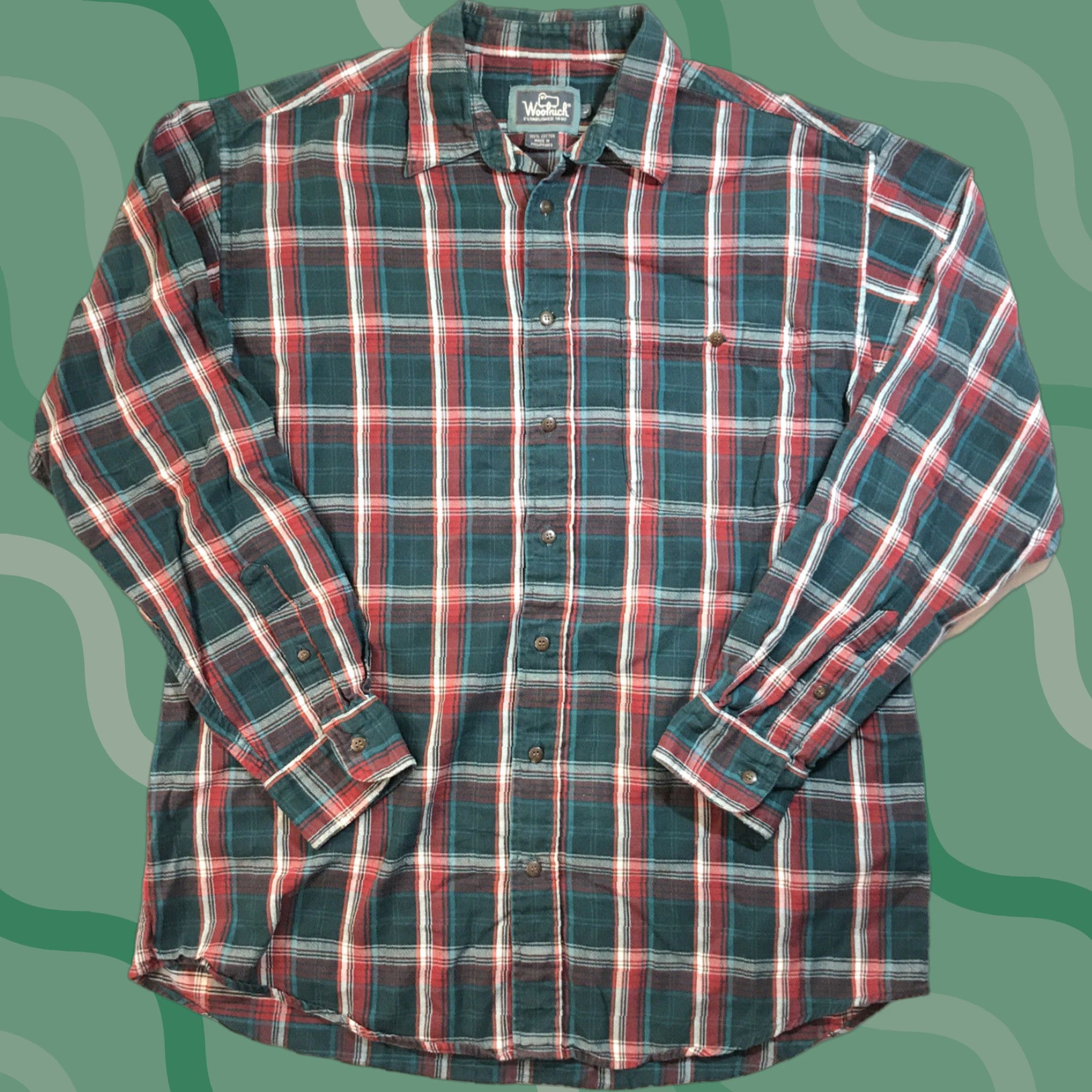 Vintage VINTAGE Woolrich Shirt Men Knit Flannel Button-Up Check L Blue Green Red 90s Casual Mens Size US L / EU 52-54 / 3 - 1 Thumbnail