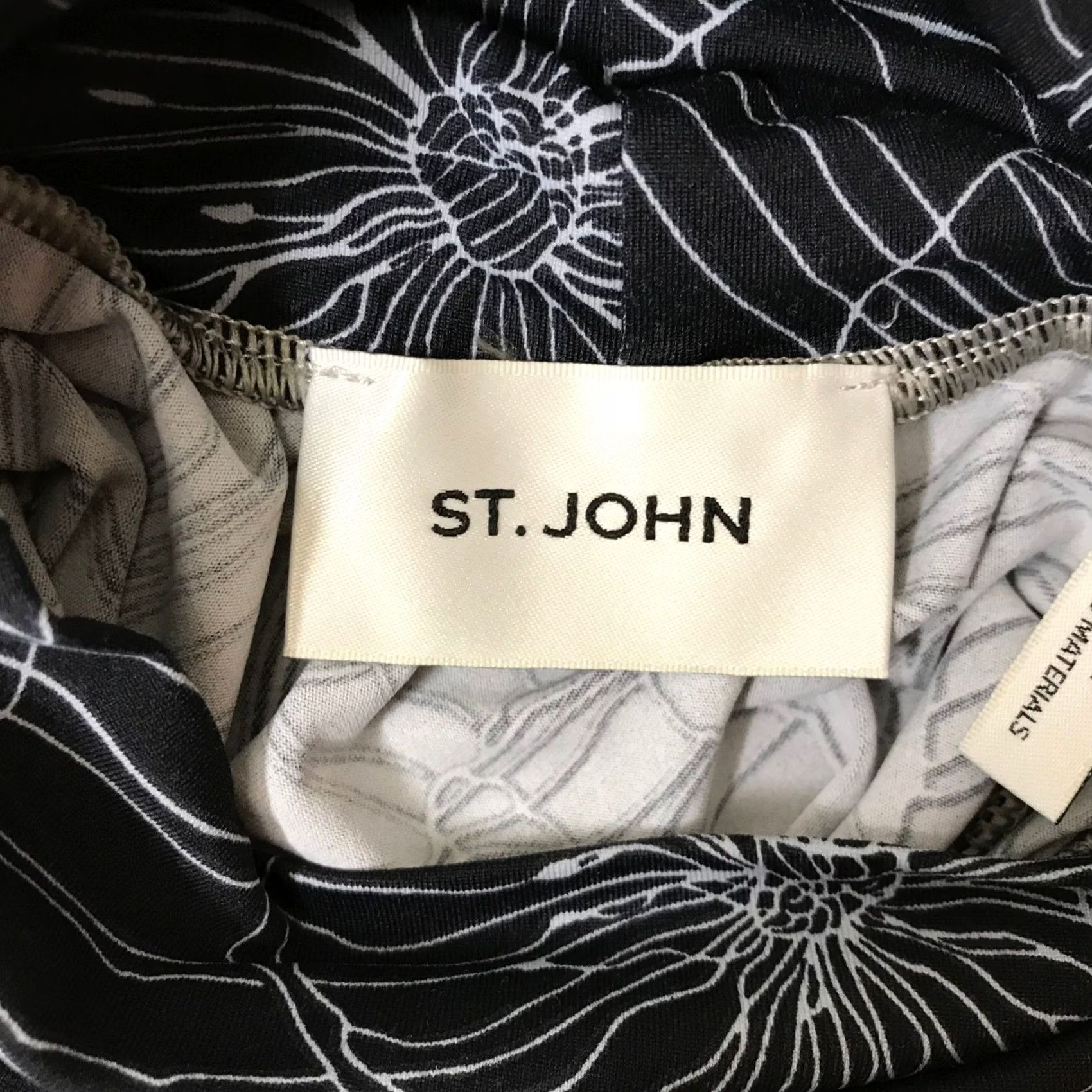St. John St. John Black Floral Turtleneck Long Sleeve Top - Womens Size S Size S / US 4 / IT 40 - 7 Thumbnail