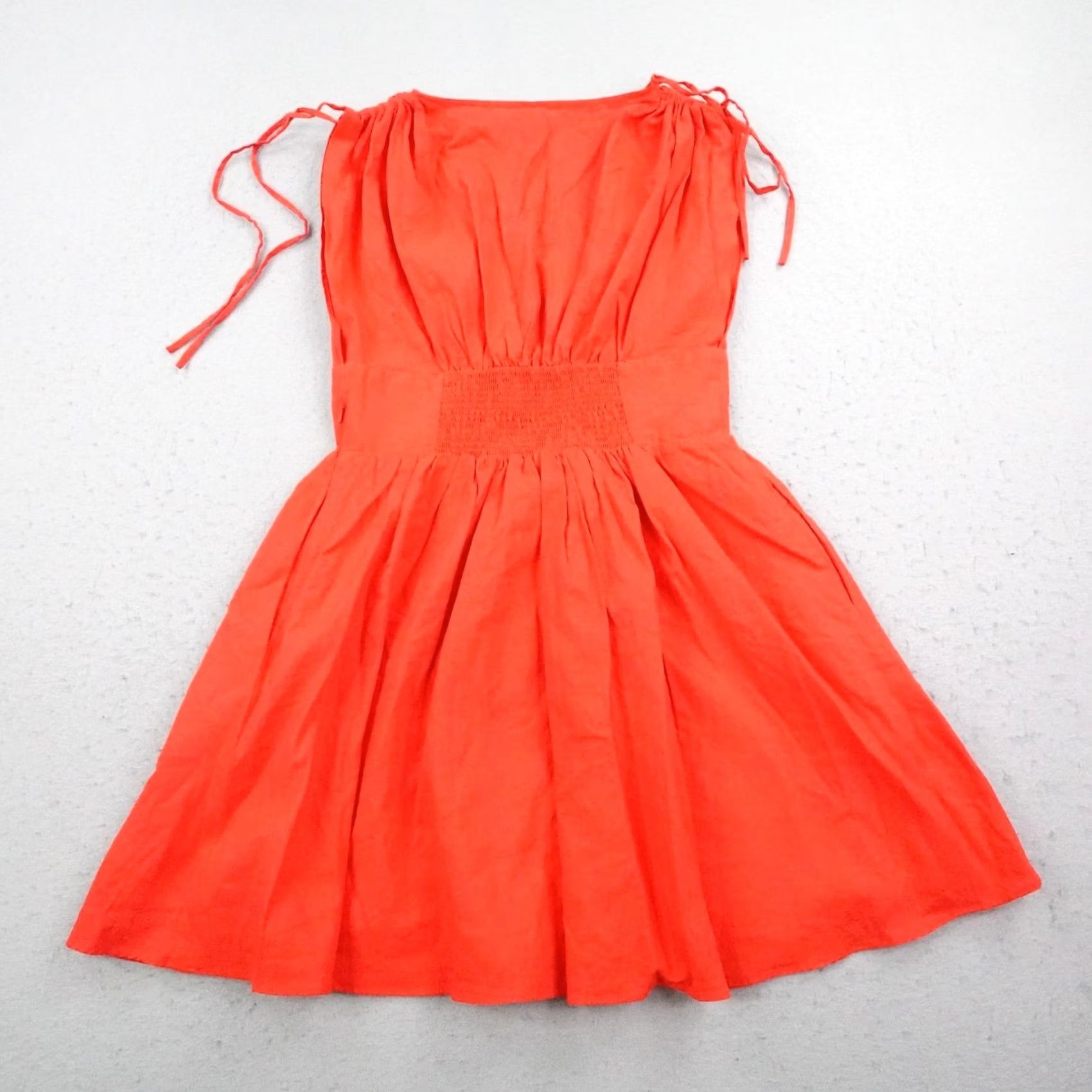 Free People Free People Dress Womens Small Orange Roll The Dice Mini Fit Flare Linen Blend Day Summer Casual Sundress Womens Size S / US 4 / IT 40 - 4 Thumbnail