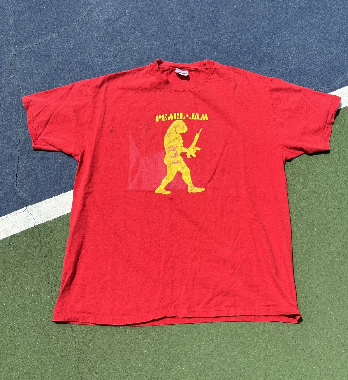 image of Band Tees x Vintage 1998 Pearl Jam Yield Us Tour Tee Shirt Faded Ape in Red, Men's (Size XL)