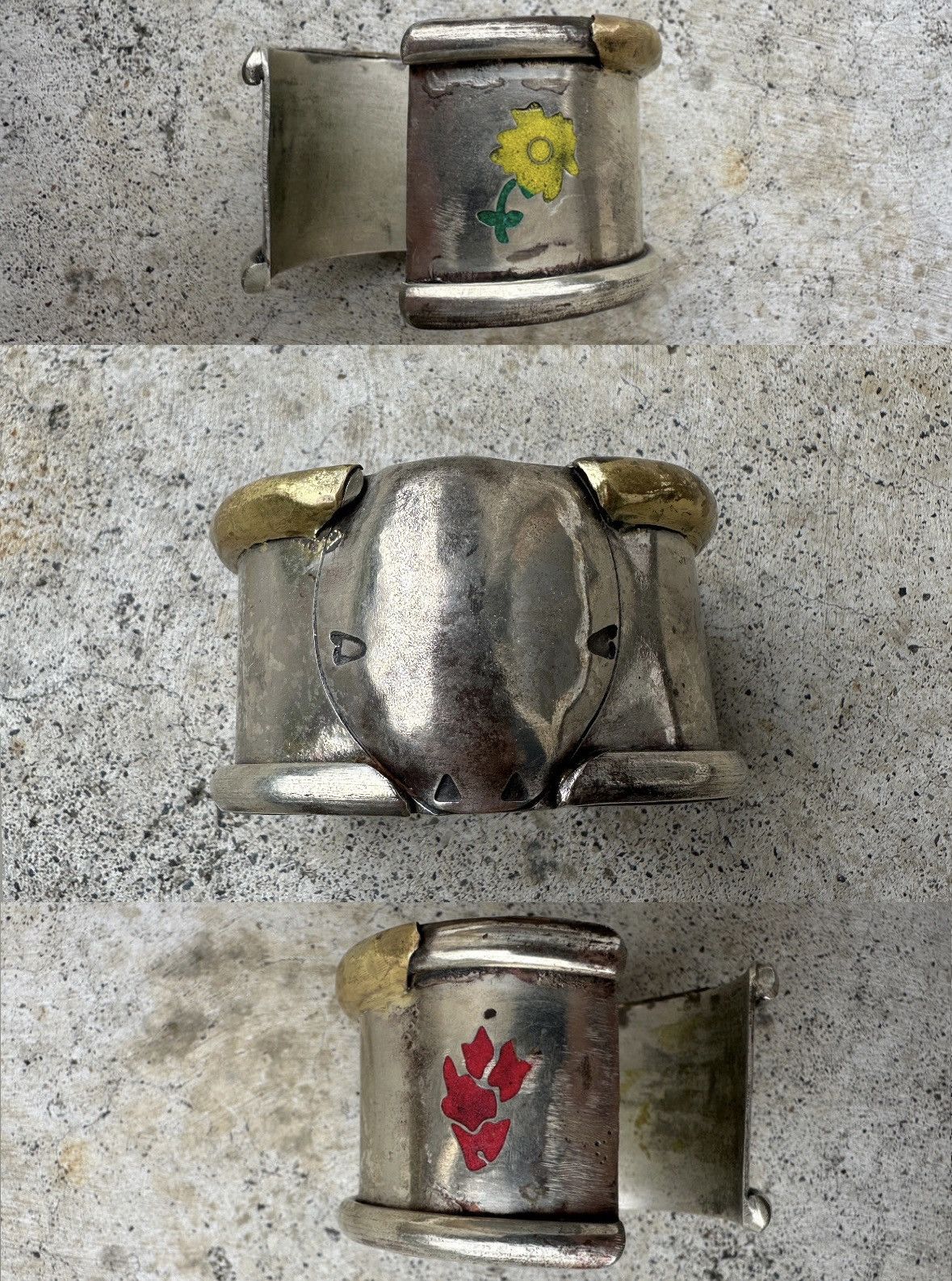 Kapital bull horn flower heart navajo symbol bangle bracelet