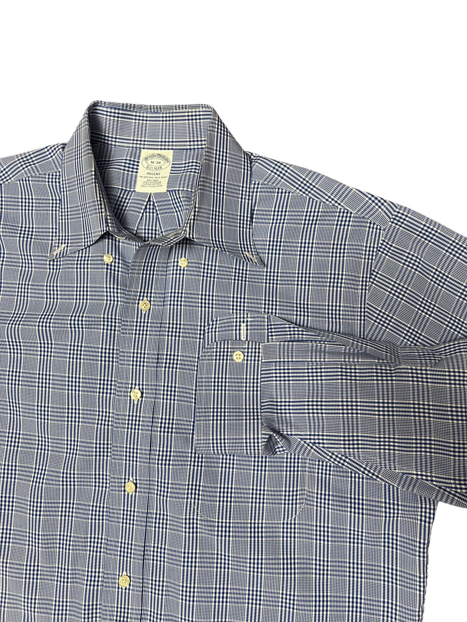 Brooks Brothers Brooks Brothers Regent Button Down Shirt 16-34 Blue Check Size US M / EU 48-50 / 2 - 5 Thumbnail
