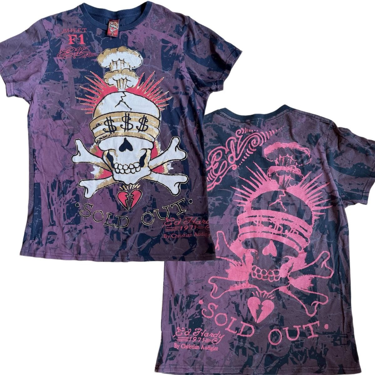 Ed Hardy × Vintage Mens Vintage Ed Hardy T-Shirt by Christian Audigier Y2K Size US L / EU 52-54 / 3 - 1 Thumbnail