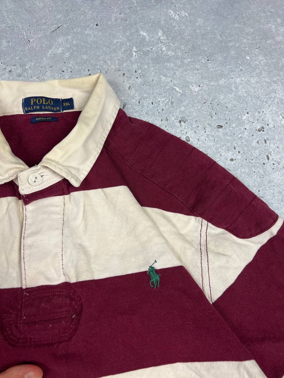 Polo Ralph Lauren × Ralph Lauren × Vintage Vintage Polo Ralph Lauren Striped Rugby Sweatshirt Size US XXL / EU 58 / 5 - 3 Thumbnail