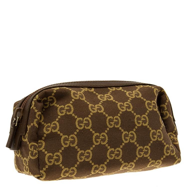 Gucci Vintage Gucci Brown GG Canvas Cosmetic Pouch Size ONE SIZE - 1 Thumbnail