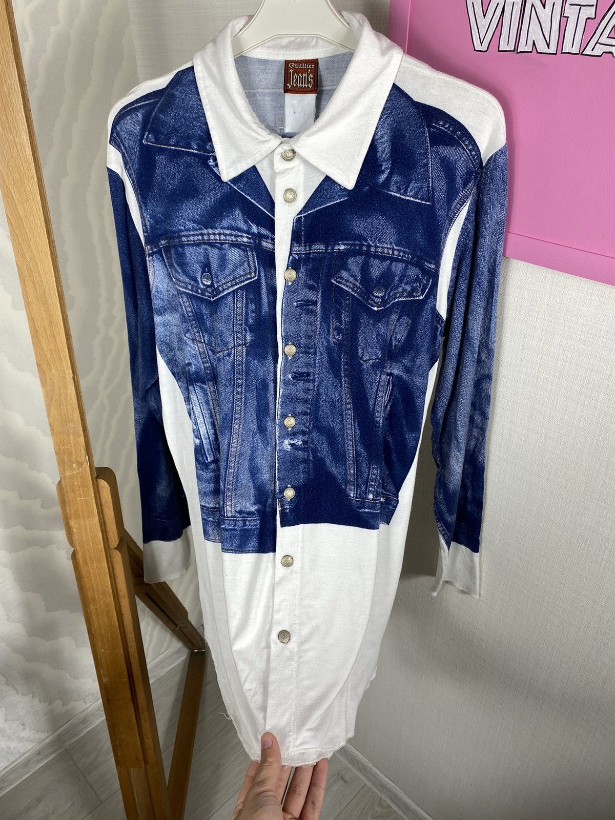 Jean Paul Gaultier × Vintage Jean Paul Gaultier Jeans Trompe Shirt SS97 Size L / US 10 / IT 46 - 9 Thumbnail