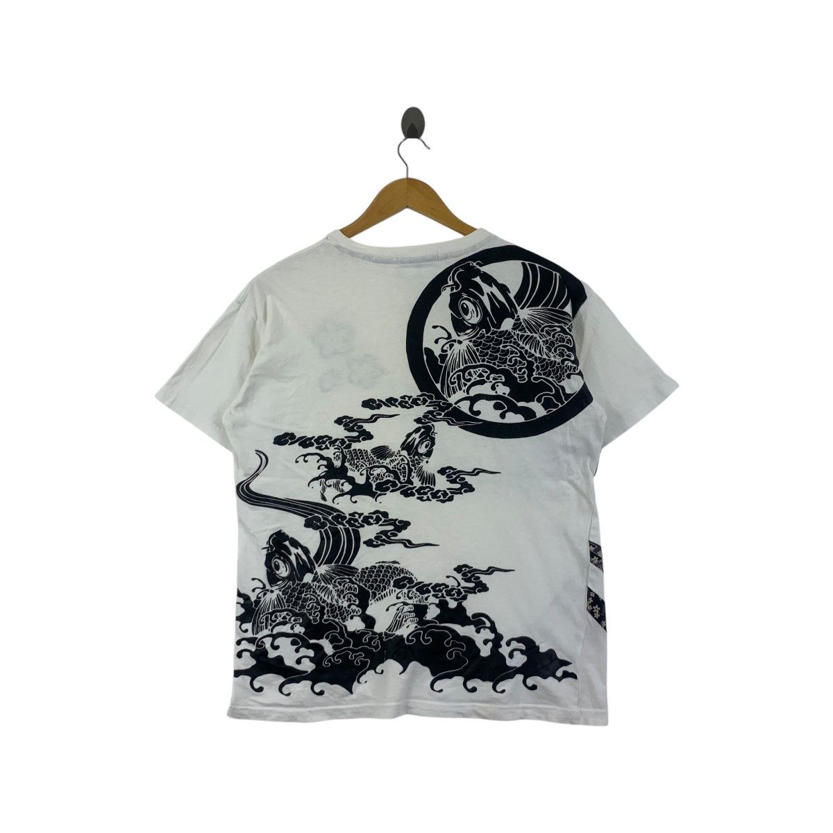 Vintage JAPAN TRADITIONAL KOI Fish Karakuri Onsen AOP Tee Shirt Size L / US 10 / IT 46 - 5 Thumbnail