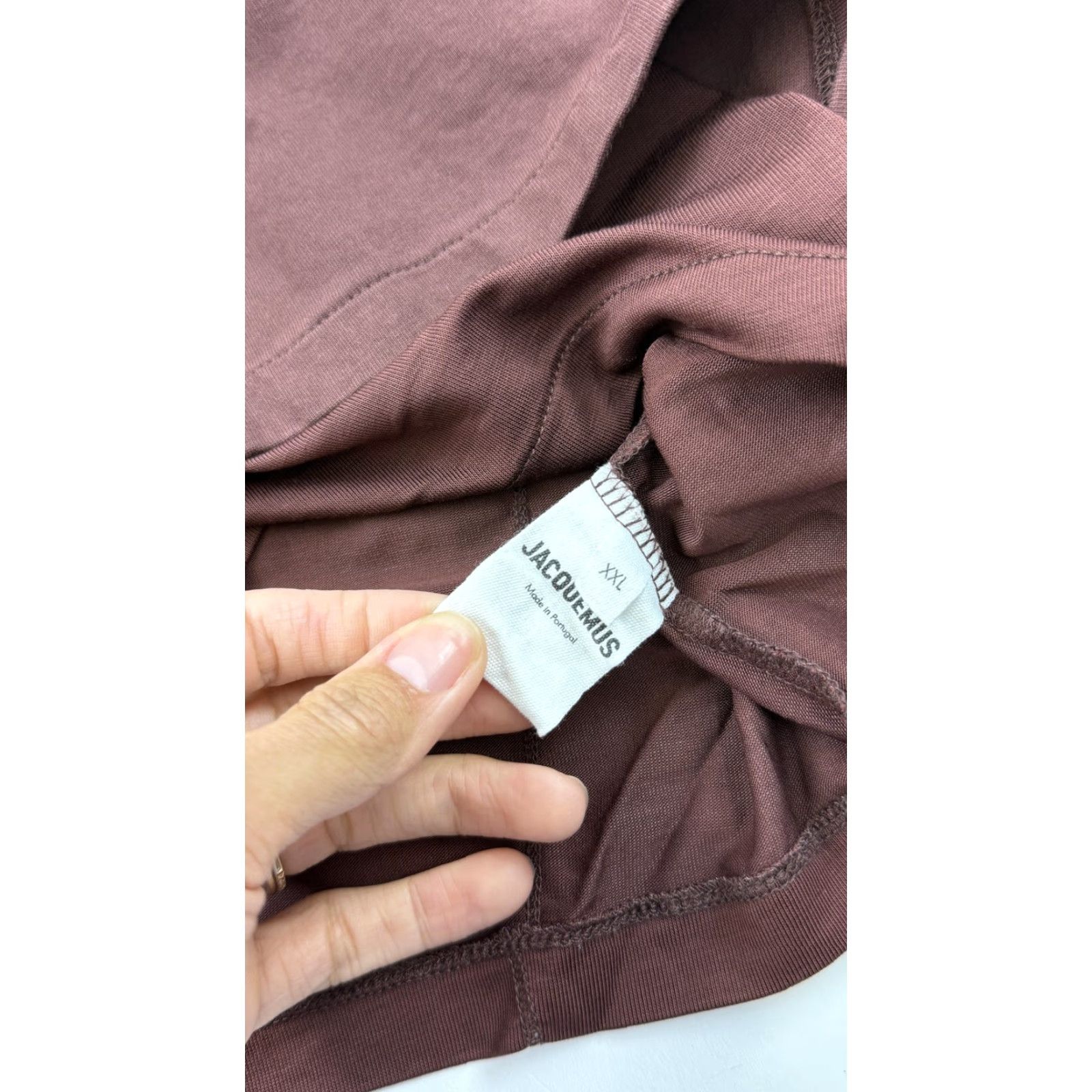 Jacquemus VINTAGE? No — Actually: JACQUEMUS Shirt Womens XXL Brown Layered 2-in-1 Cropped Long Sleeve Top, Designer Cotton/Lyocell Blend, Crew Neck, 2XL Womens Size XXL / US 16-18 / IT 52-54 - 7 Thumbnail