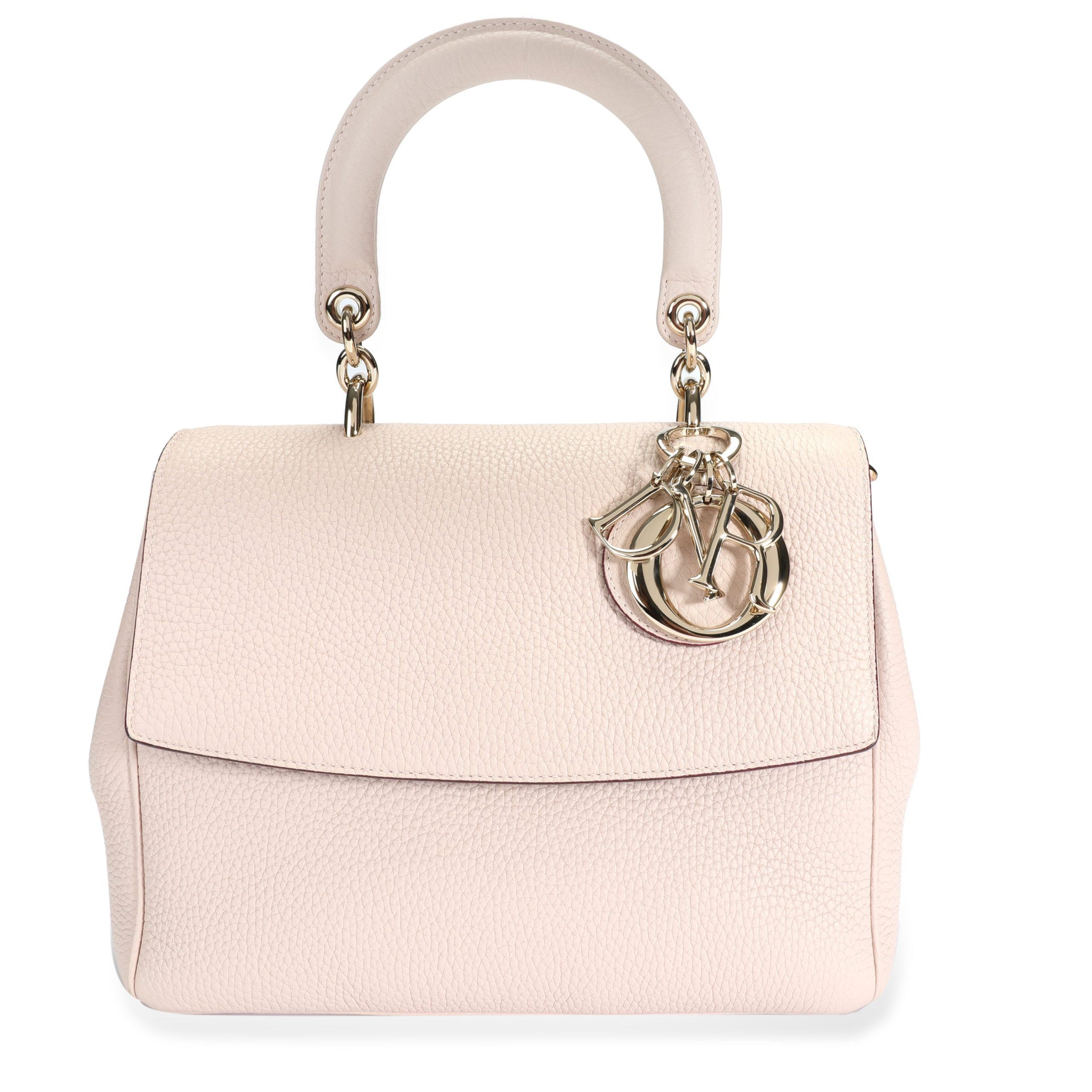 image of Dior Pale Pink Pebbled Leather BeDior Small Flap Bag, Women's