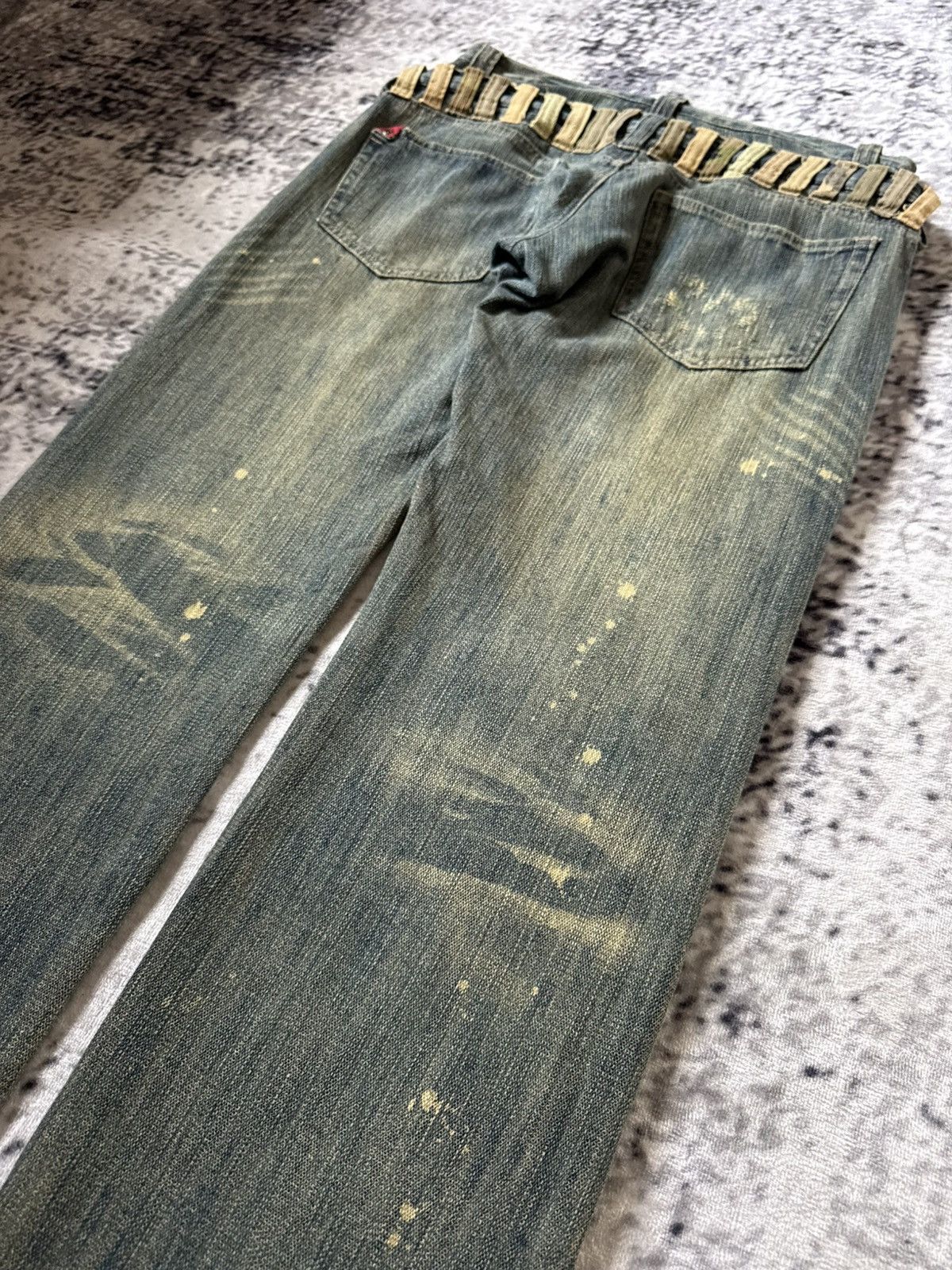 20471120 Gumu Japan Green Mud Wash Double Waist Double Studs Jeans Size US 32 / EU 48 - 17 Thumbnail