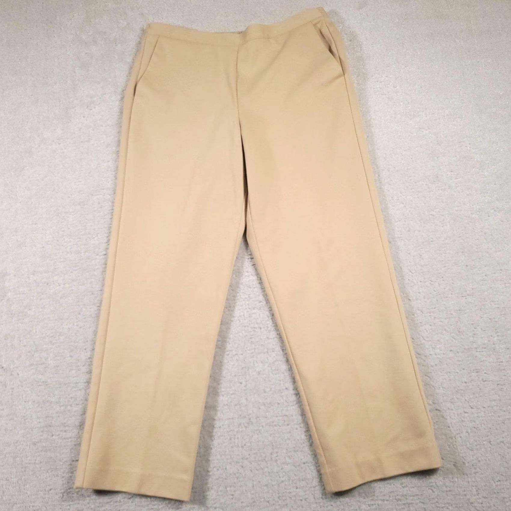 Vintage Alfred Dunner Pants Womens 10 Beige Straight Leg Pull On Pockets Stretch Comfort Dress Pants Size 32" / US 10 / IT 46 - 2 Thumbnail
