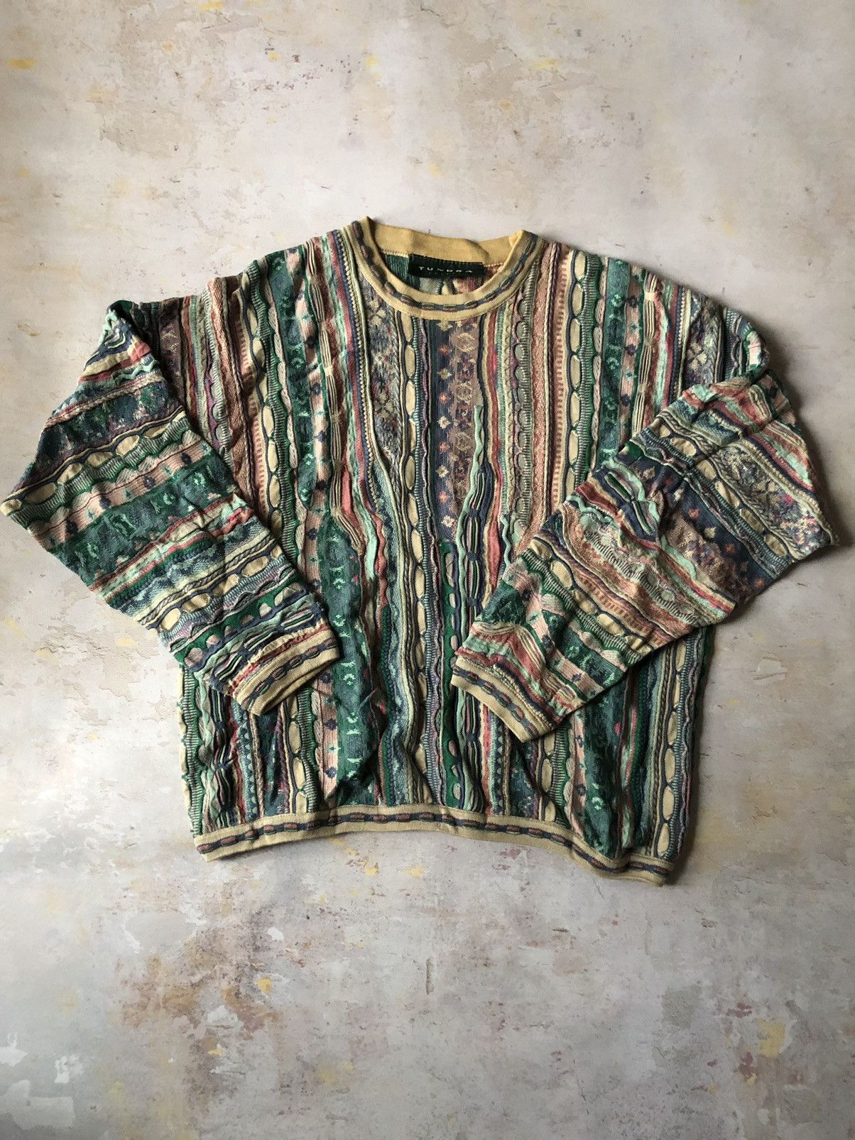 image of Coloured Cable Knit Sweater x Coogi Vintage Cable Sweater Coogi Style Tundra Canada 90’S (Size XL)