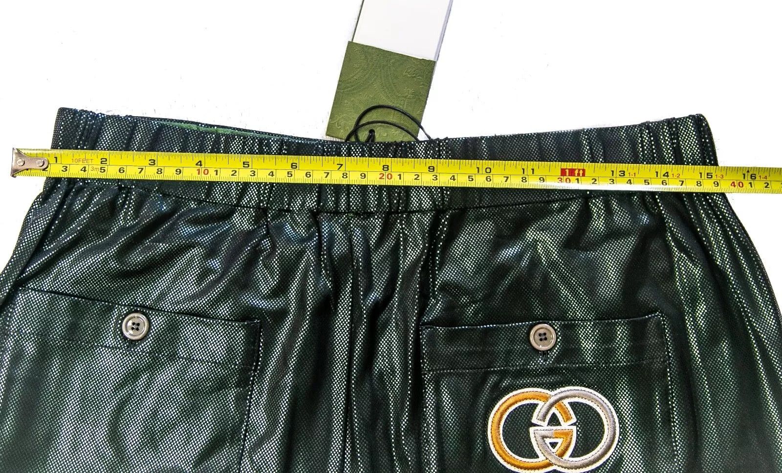 GUCCI 692310 Green Shiny Laminated Jersey Trouser Pant S