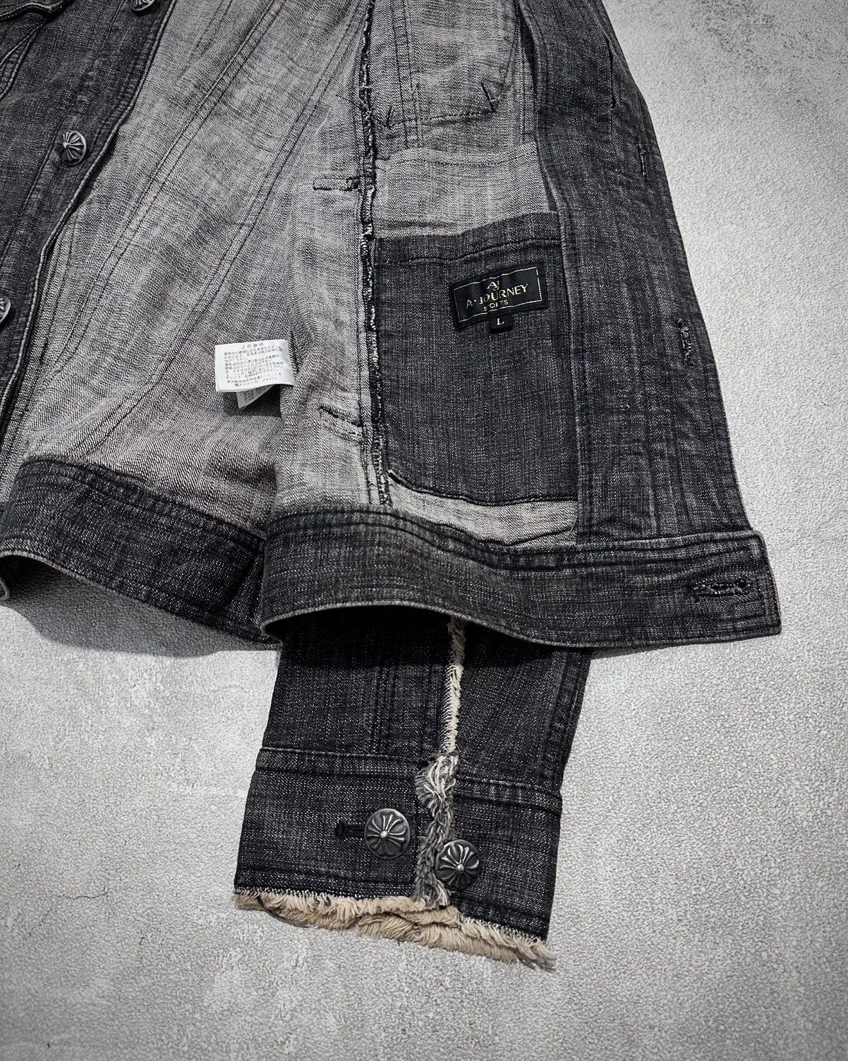 Japanese Brand A-Journey Distressed Stone Washed Biker Denim Jacket Size US M / EU 48-50 / 2 - 9 Thumbnail