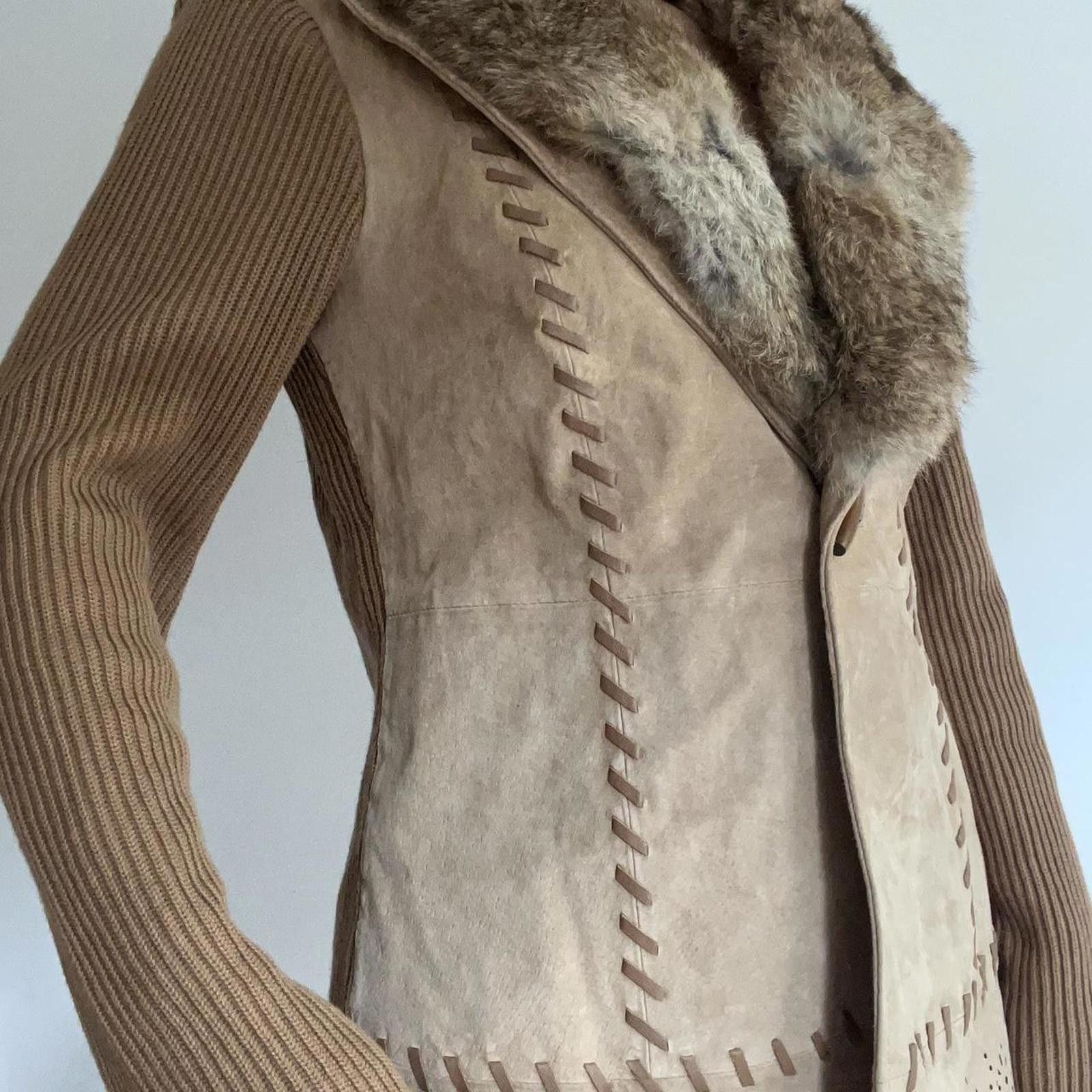 Other Beautiful genuine leather suede knit coat REAL FUR Size S / US 4 / IT 40 - 2 Thumbnail