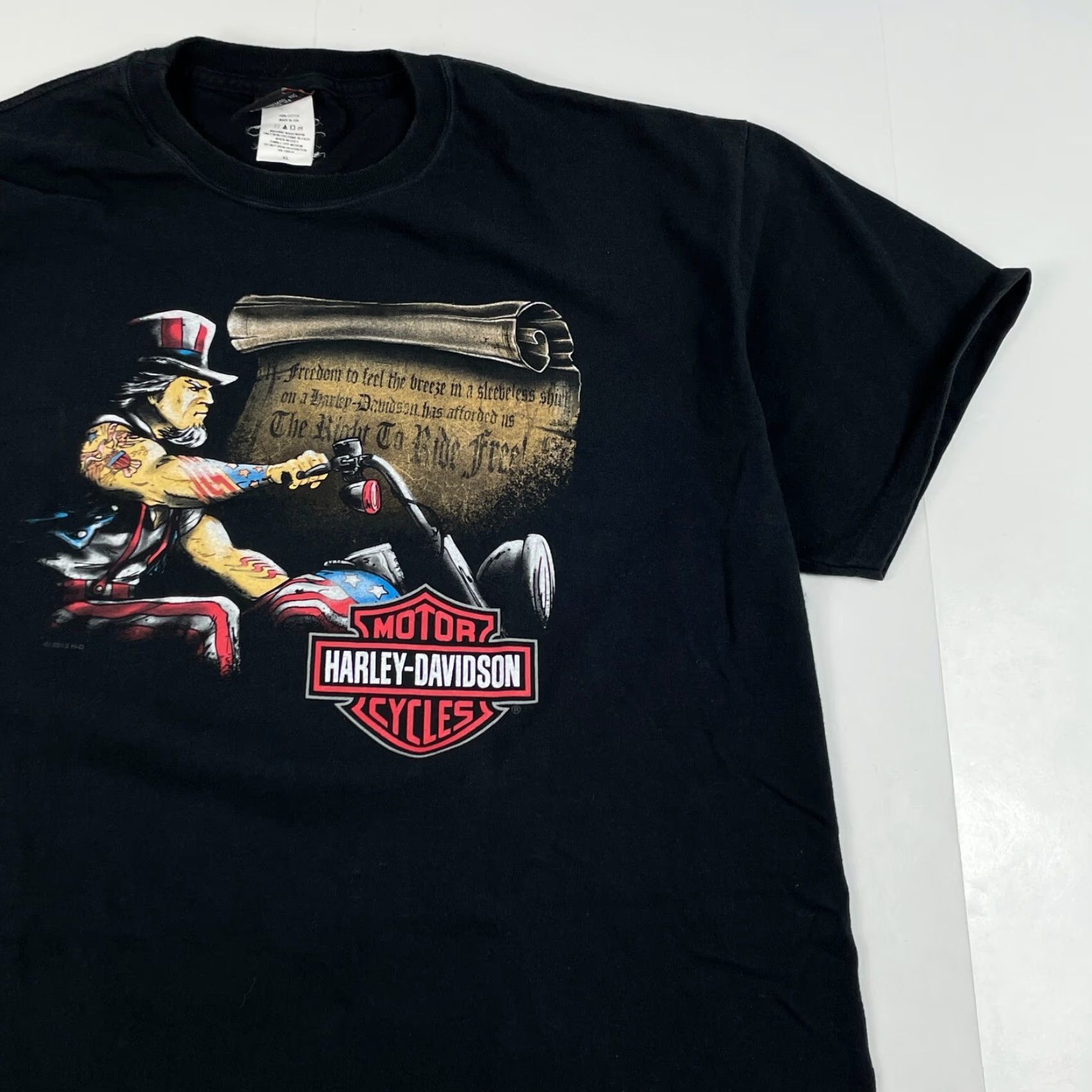 Harley Davidson VINTAGE Harley-Davidson Shirt Mens XL Black Motorcycle Abe Lincoln Constitution T-Shirt Mens Graphic Print Logo Community Style Modern TrueClassic? Size US XL / EU 56 / 4 - 3 Thumbnail