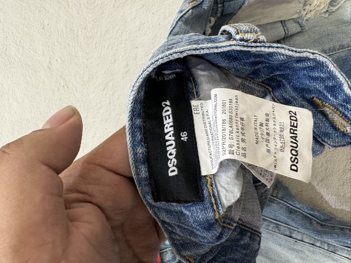 Japanese Brand 2000s Dsquared Patchwork Denim Ripped Wash Jeans Y2K LGB Size US 31 - 7 Thumbnail