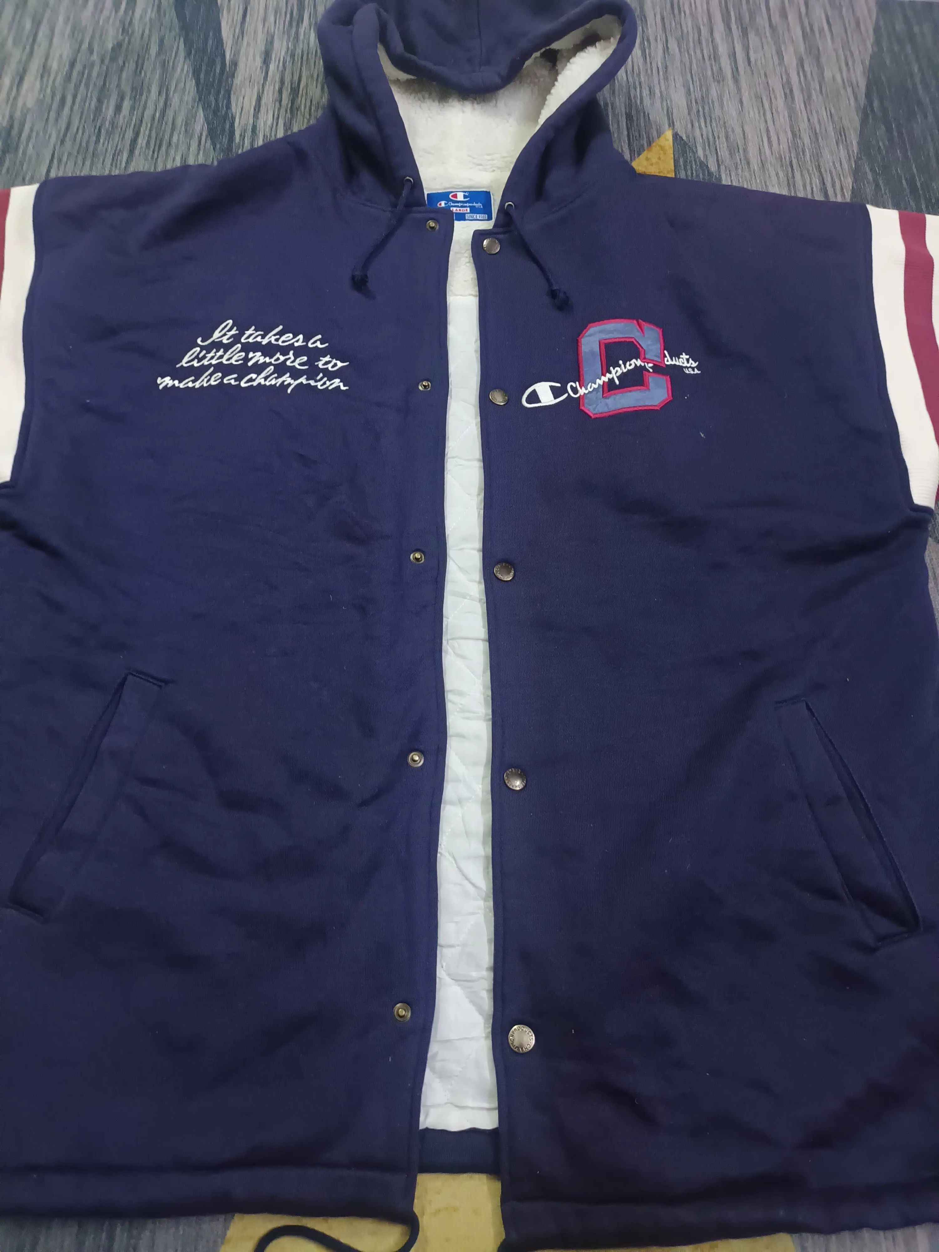 Champion 🔥 CHAMPION BUTTON UP VARSITY JACKET 🔥 Size US XL / EU 56 / 4 - 9 Thumbnail
