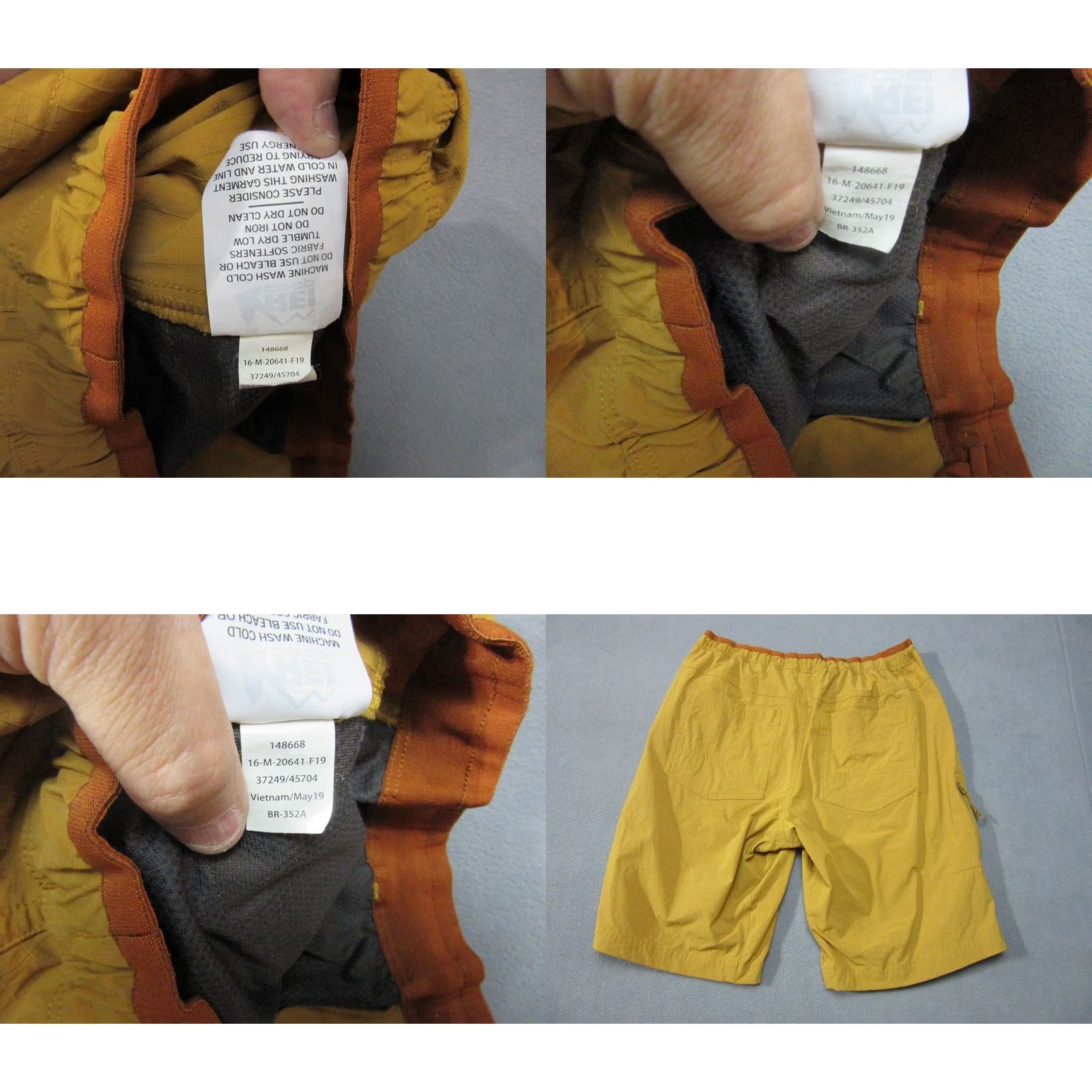 Vintage REI Shorts Mens Medium Yellow Mustard Nylon Stretch Hiking Beach Board Outdoor Mens Regular Medium Mustard Yellow Nylon Stretch Cargo Outdoor Sports Size US 31 - 9 Thumbnail
