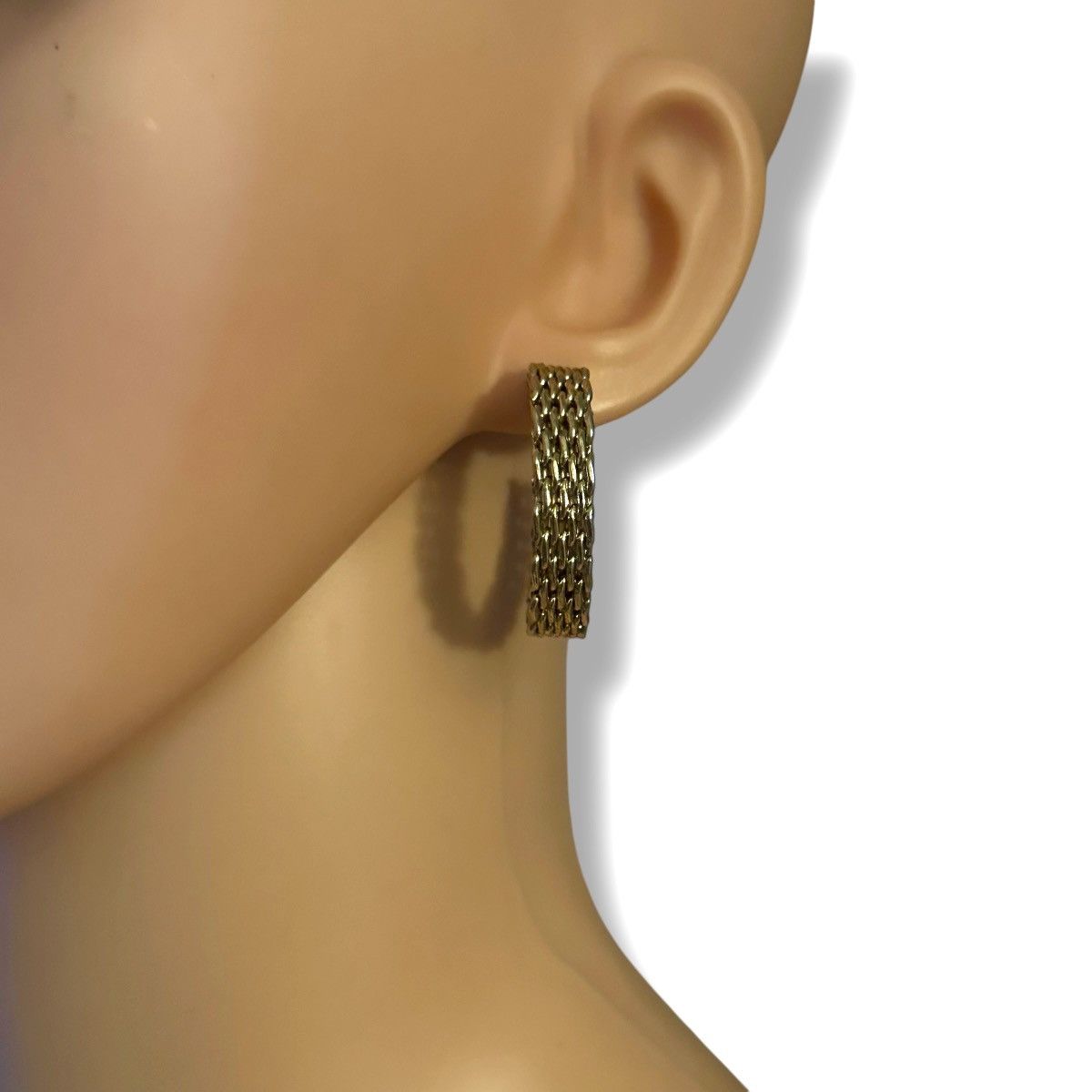 Other Gold tone basketweave hoop post earrings Size ONE SIZE - 5 Thumbnail
