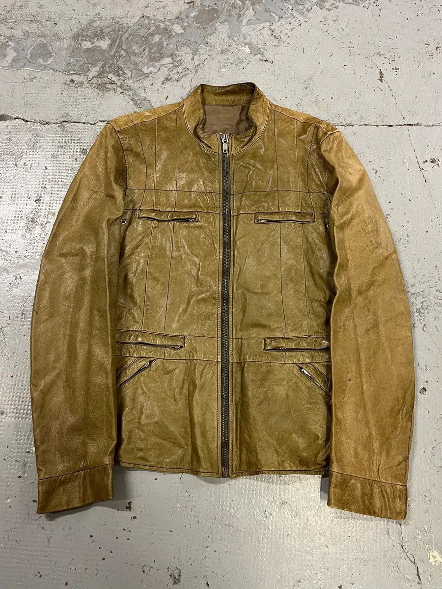 Rick Owens AW2004 Rick Owens Cargo Pocket Khaki Leather Jacket Size US M / EU 48-50 / 2 - 1 Thumbnail