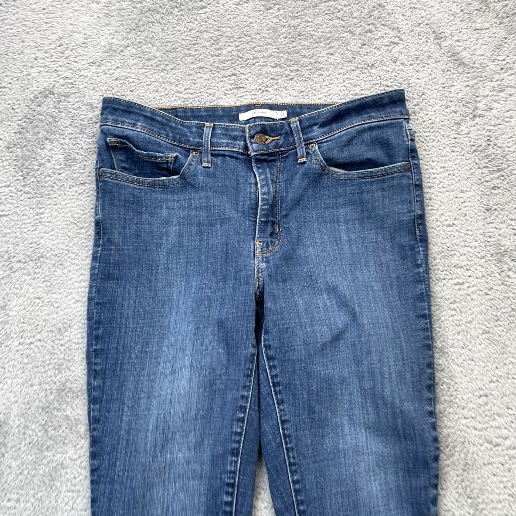 Levi's Levi's 711 Jeans Womens 30 Blue Skinny Denim Logo Cotton Stretch Regular Inseam 27 Size 30" / US 8 / IT 44 - 5 Thumbnail