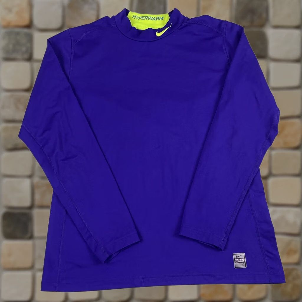 Nike Nike Pro Combat Dri-FIT Shirt Mens Large Purple Basalayer Compression Hyperwarm Dri-Fit, Mock Neck, Long Sleeve, Athletic, VINTAGE? (If vintage) Size US L / EU 52-54 / 3 - 1 Thumbnail