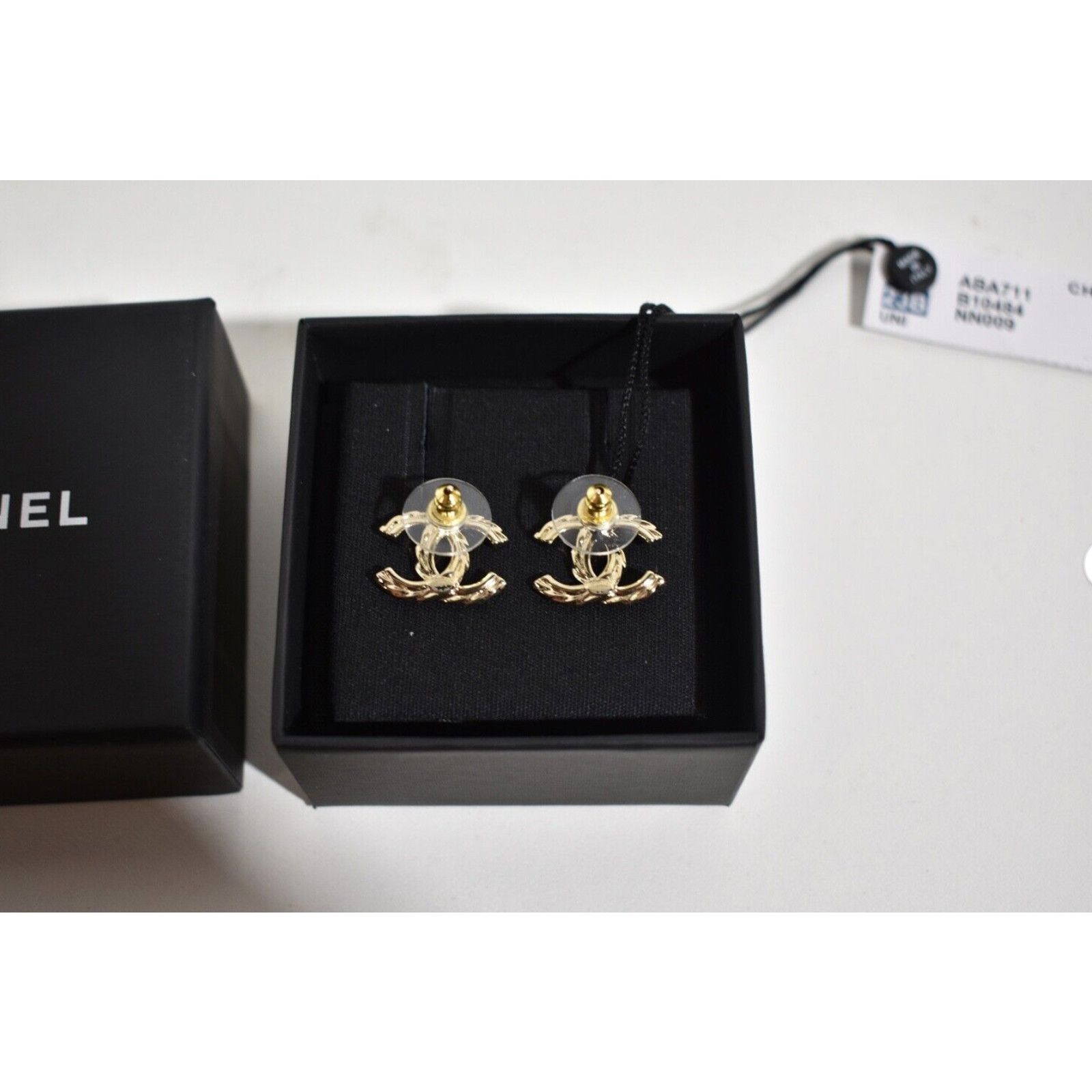 Chanel Chanel 23B Gold Crystal Interlocking Statement Stud Earrings Size ONE SIZE - 7 Thumbnail