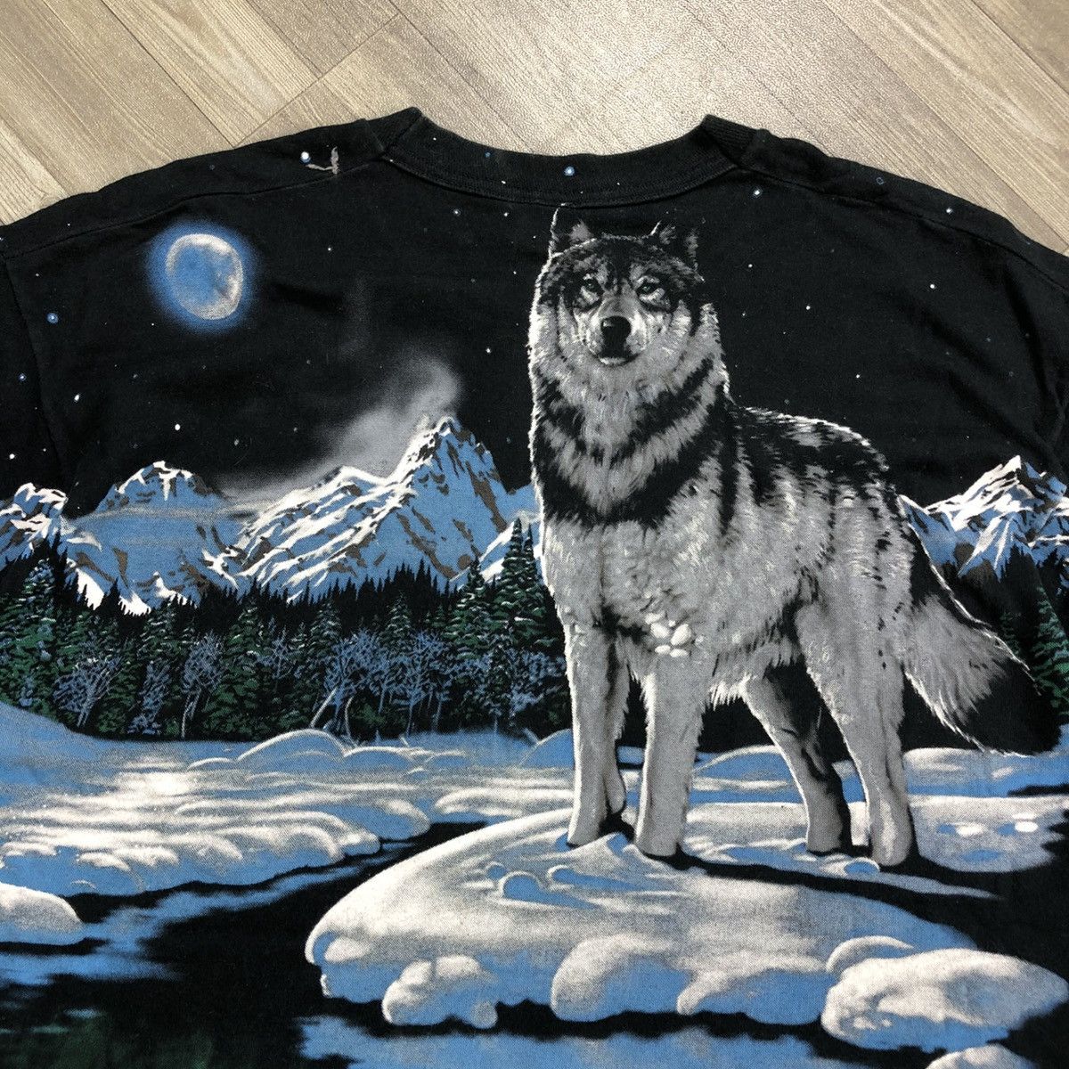 Liquid Blue 🇺🇸Vintage 1995s Liquid Blue Wolf All Over Print Graphic Shirt Size US XL / EU 56 / 4 - 16 Thumbnail