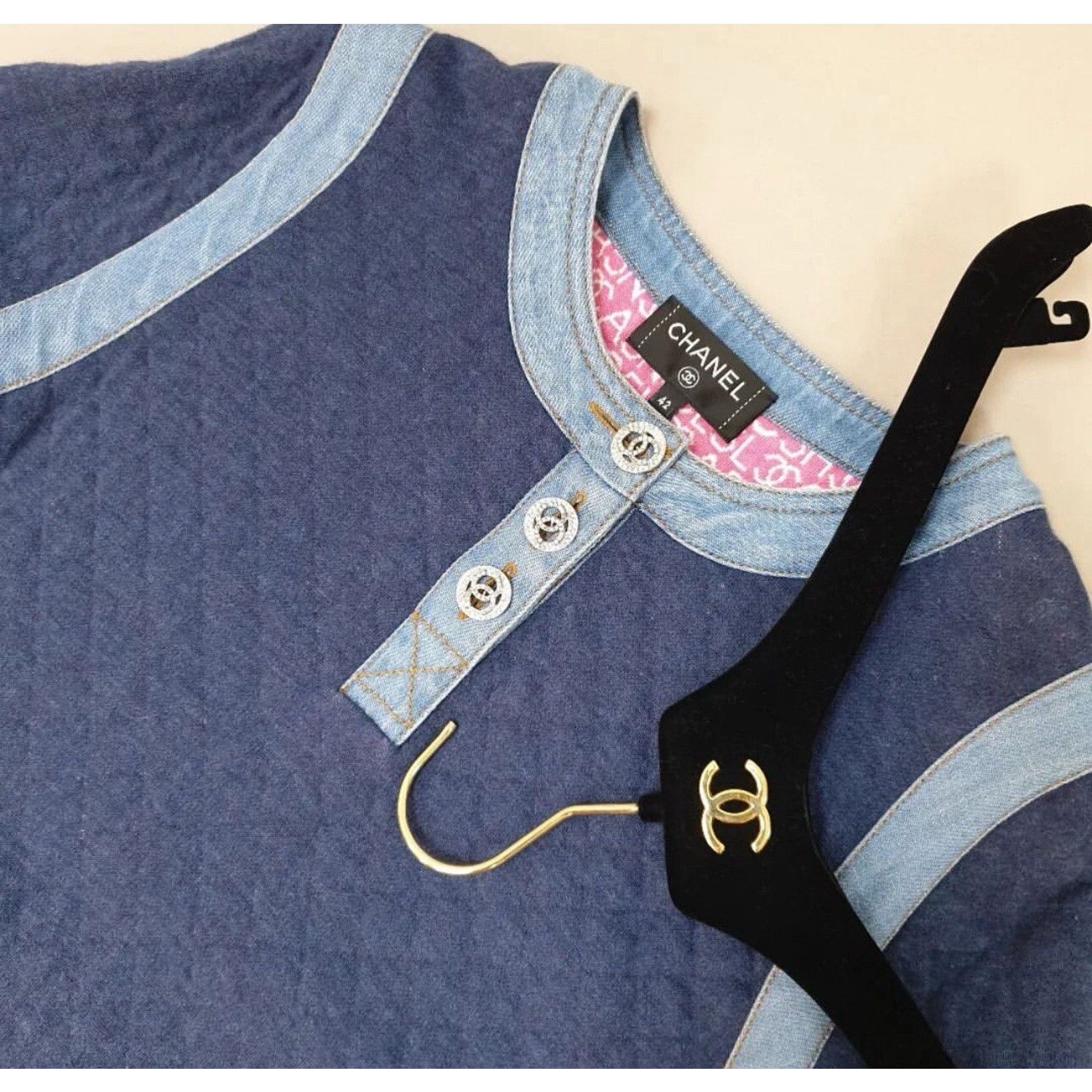 Chanel Chanel Short Sleeve Mini Denim Quilting 2020 Cotton Sz.42 Size M / US 6-8 / IT 42-44 - 5 Thumbnail